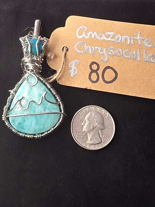 Amazonite Beach Scene Pendant