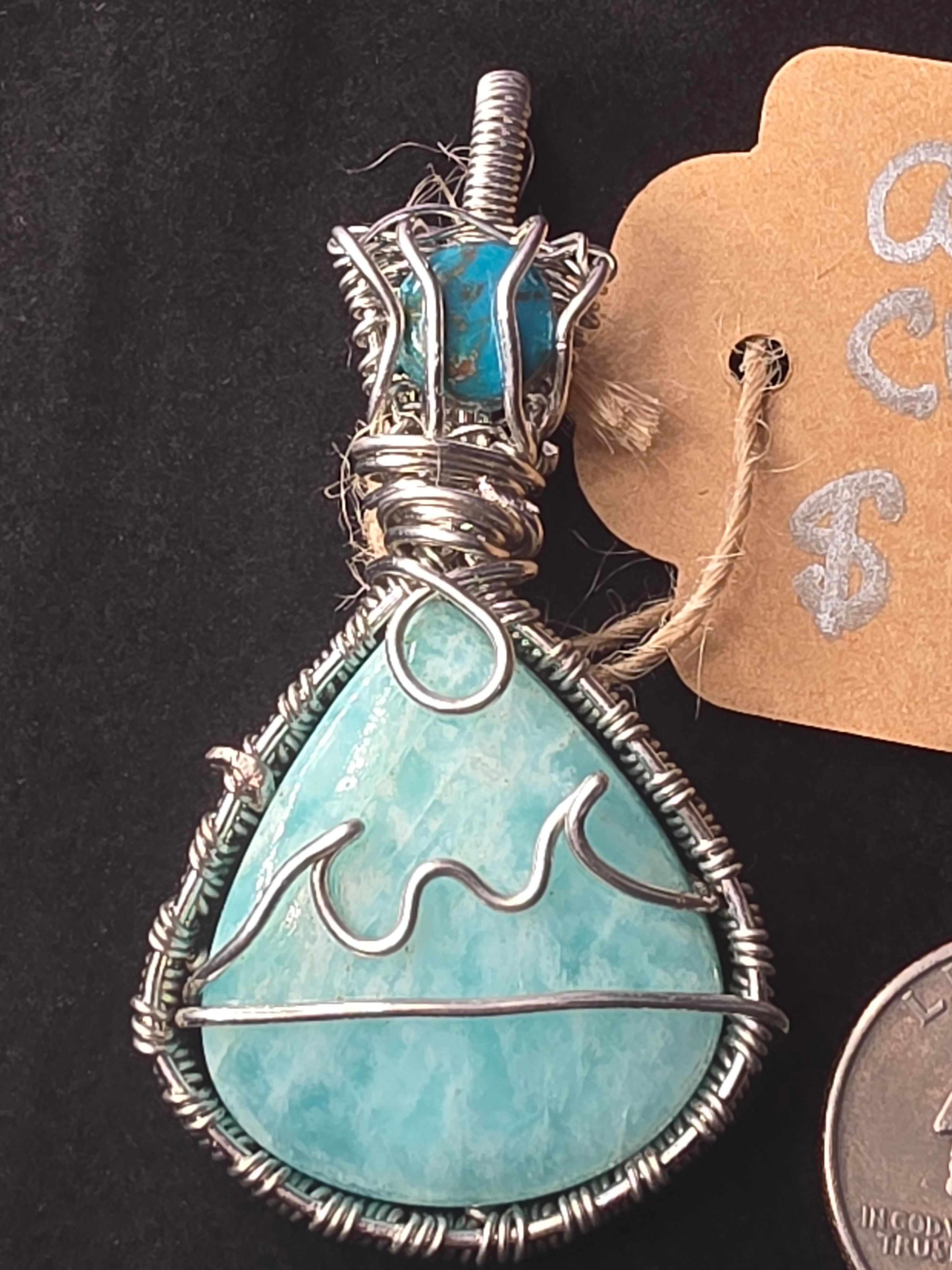 Amazonite Beach Scene Pendant