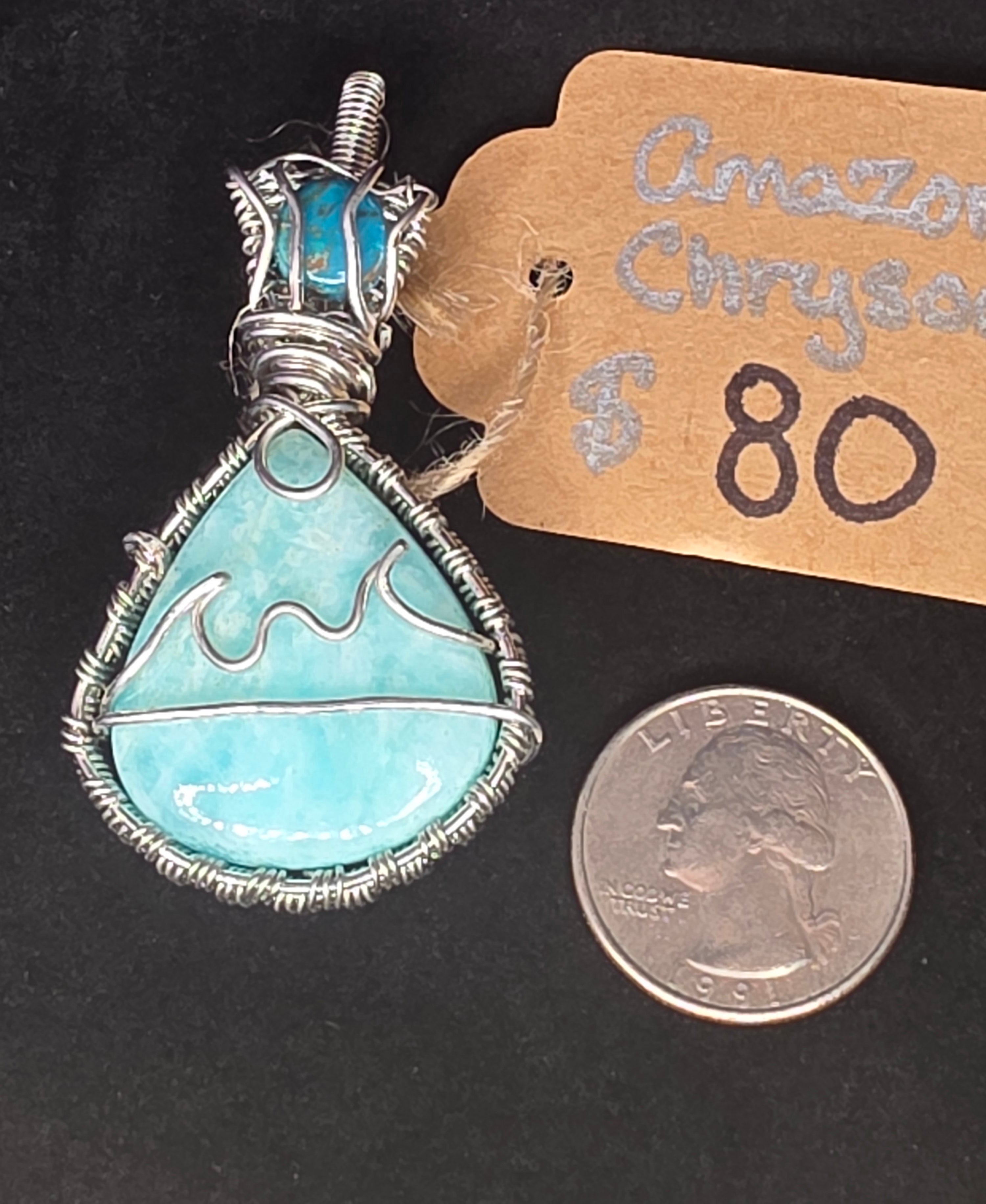 Amazonite Beach Scene Pendant