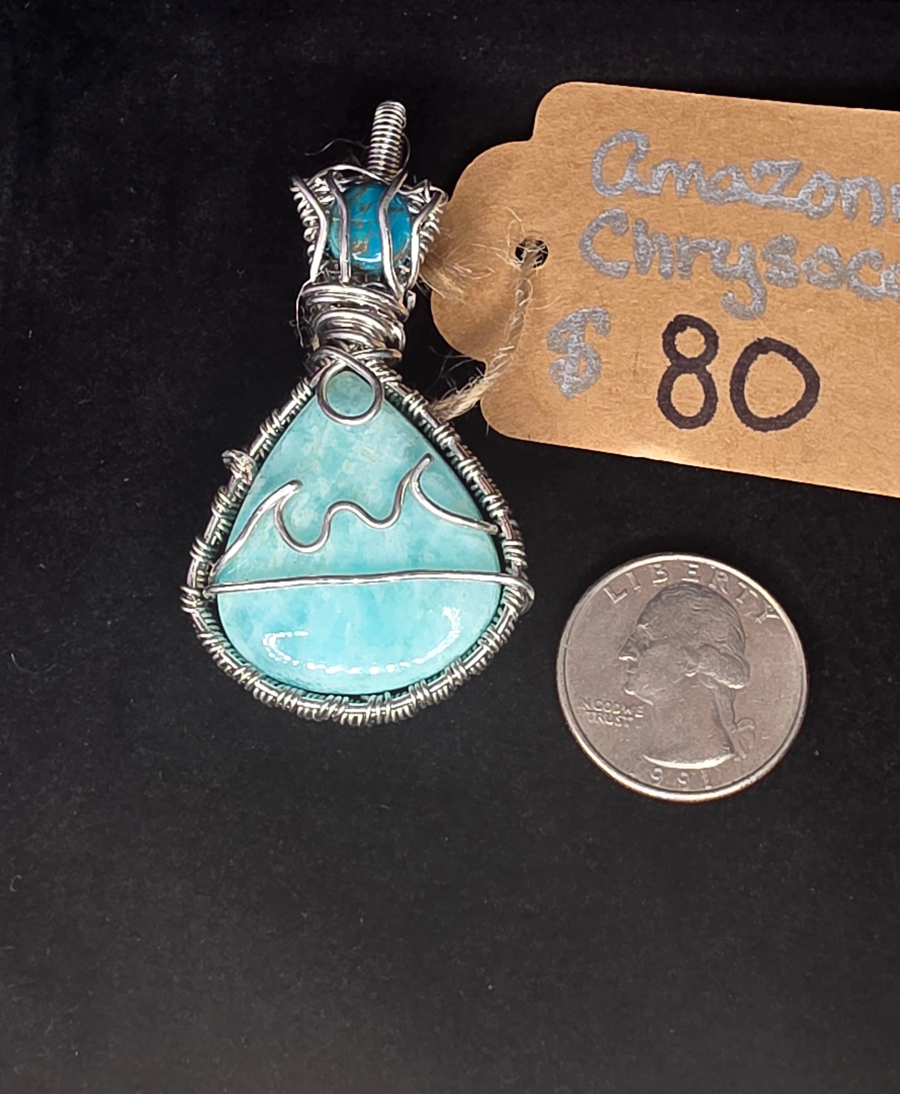 Amazonite Beach Scene Pendant