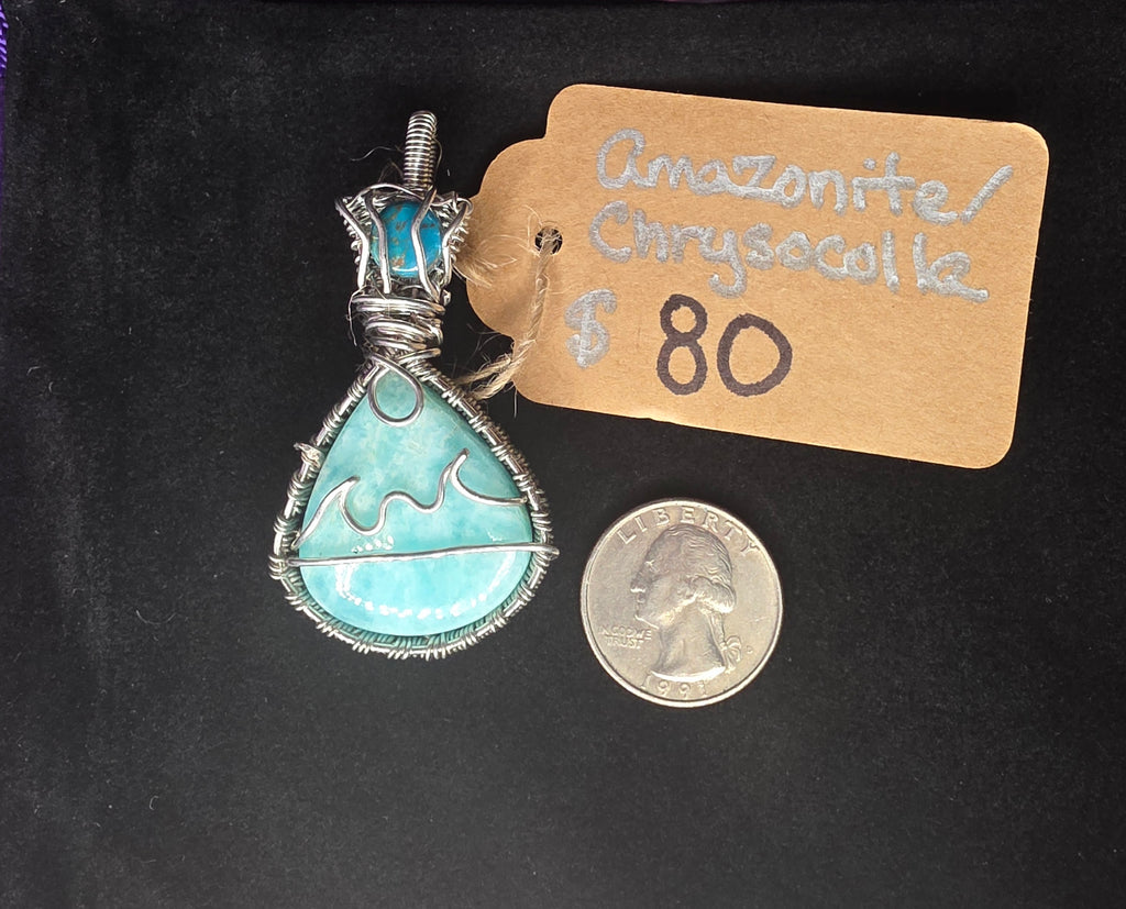 Amazonite Beach Scene Pendant