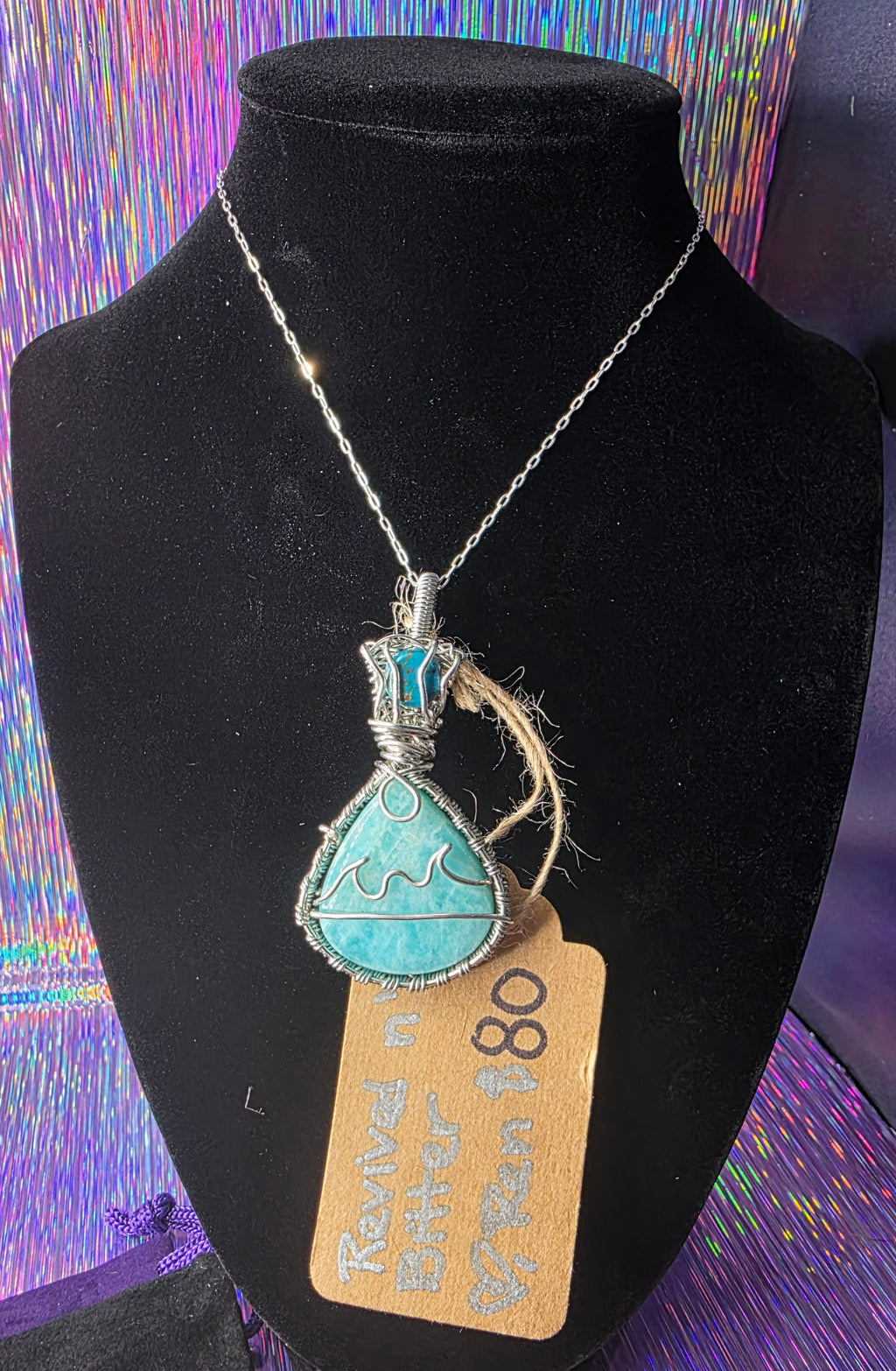 Amazonite Beach Scene Pendant