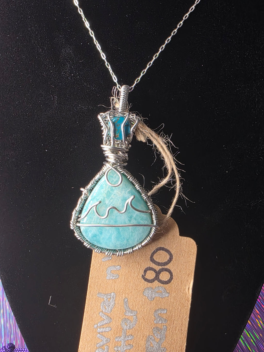 Amazonite Beach Scene Pendant