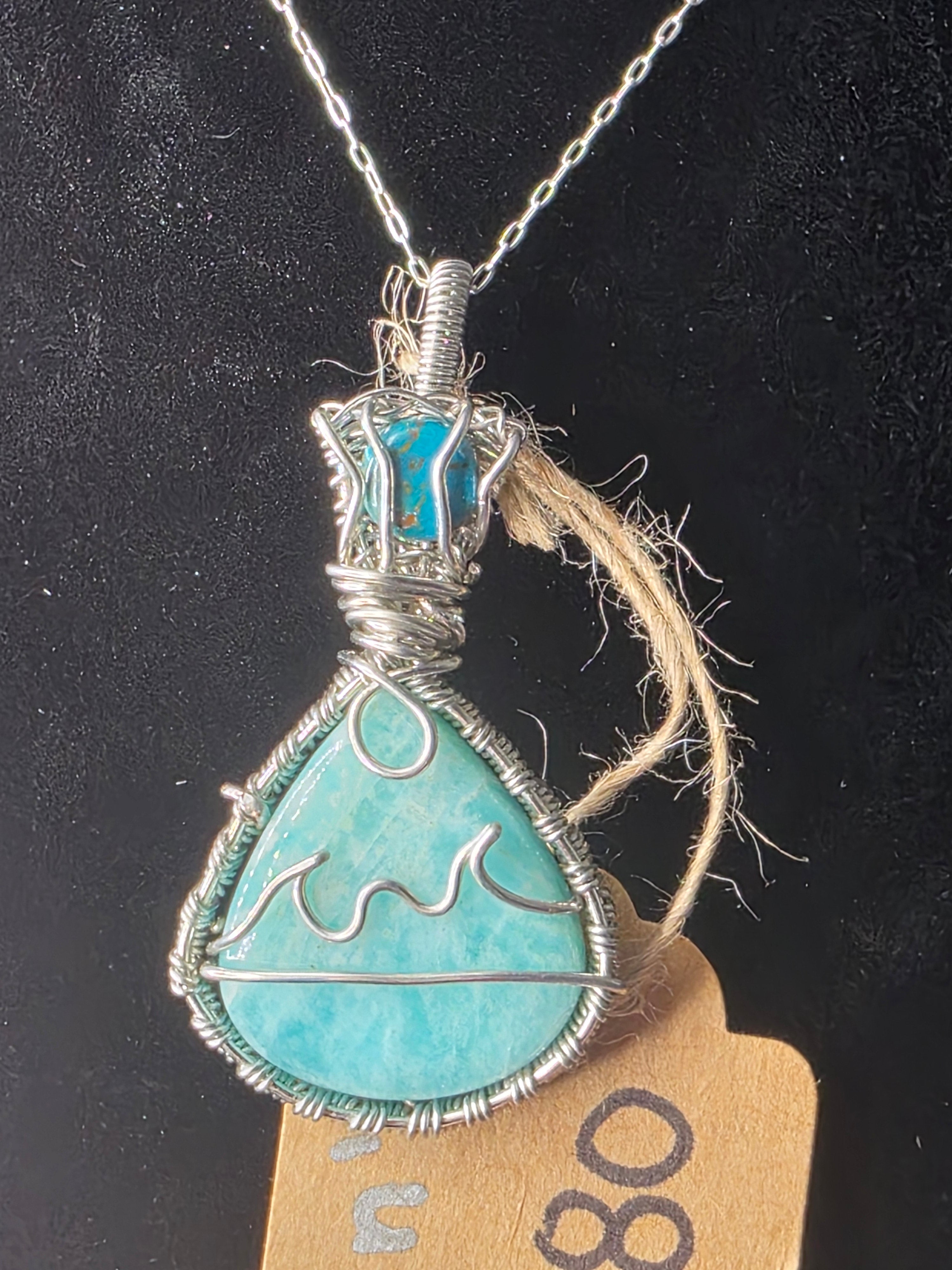 Amazonite Beach Scene Pendant