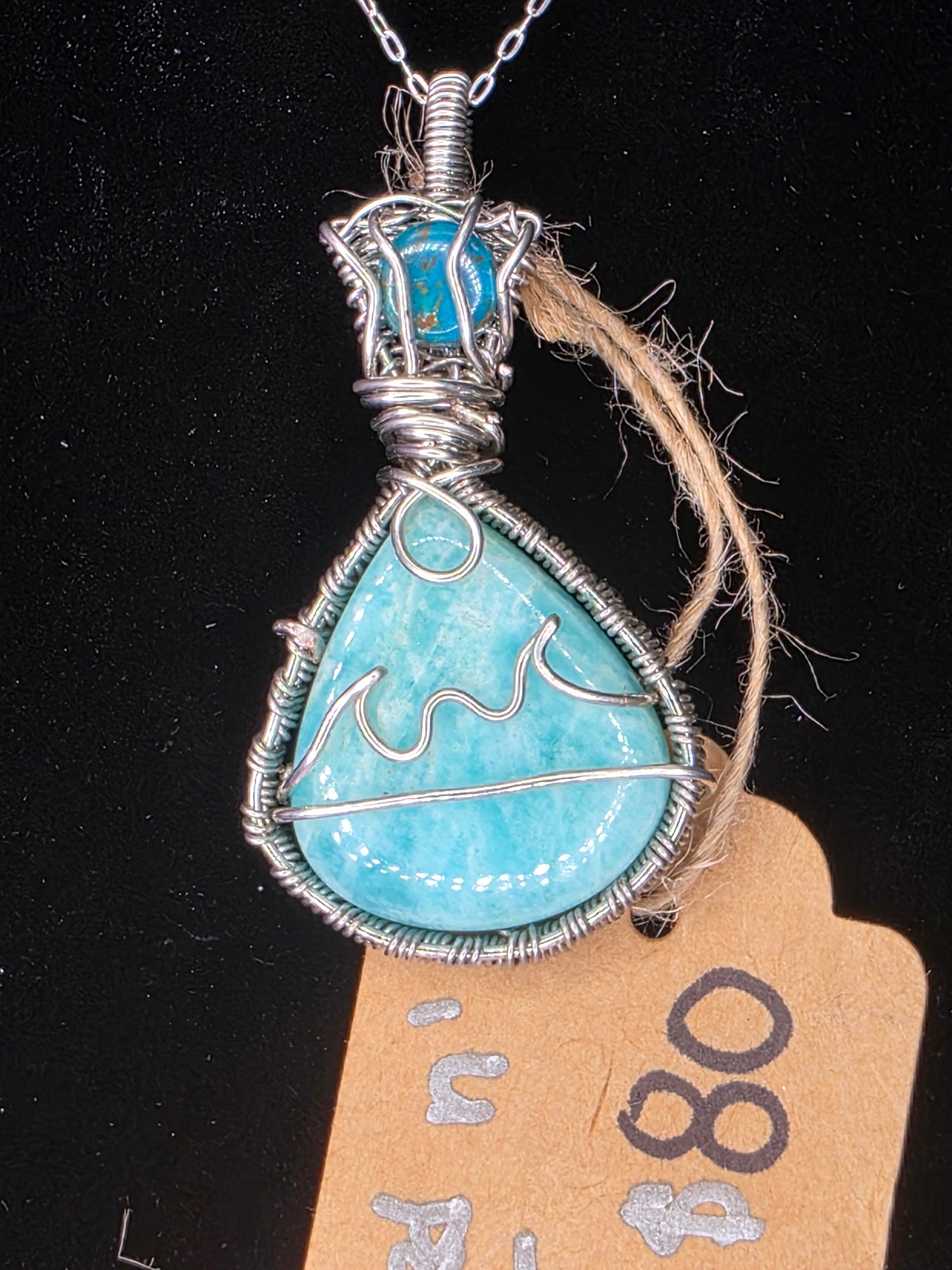 Amazonite Beach Scene Pendant