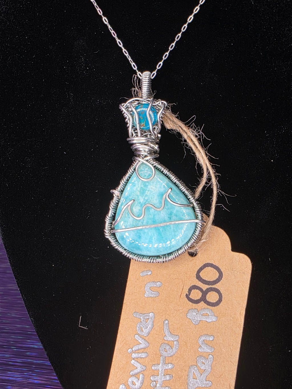 Amazonite Beach Scene Pendant