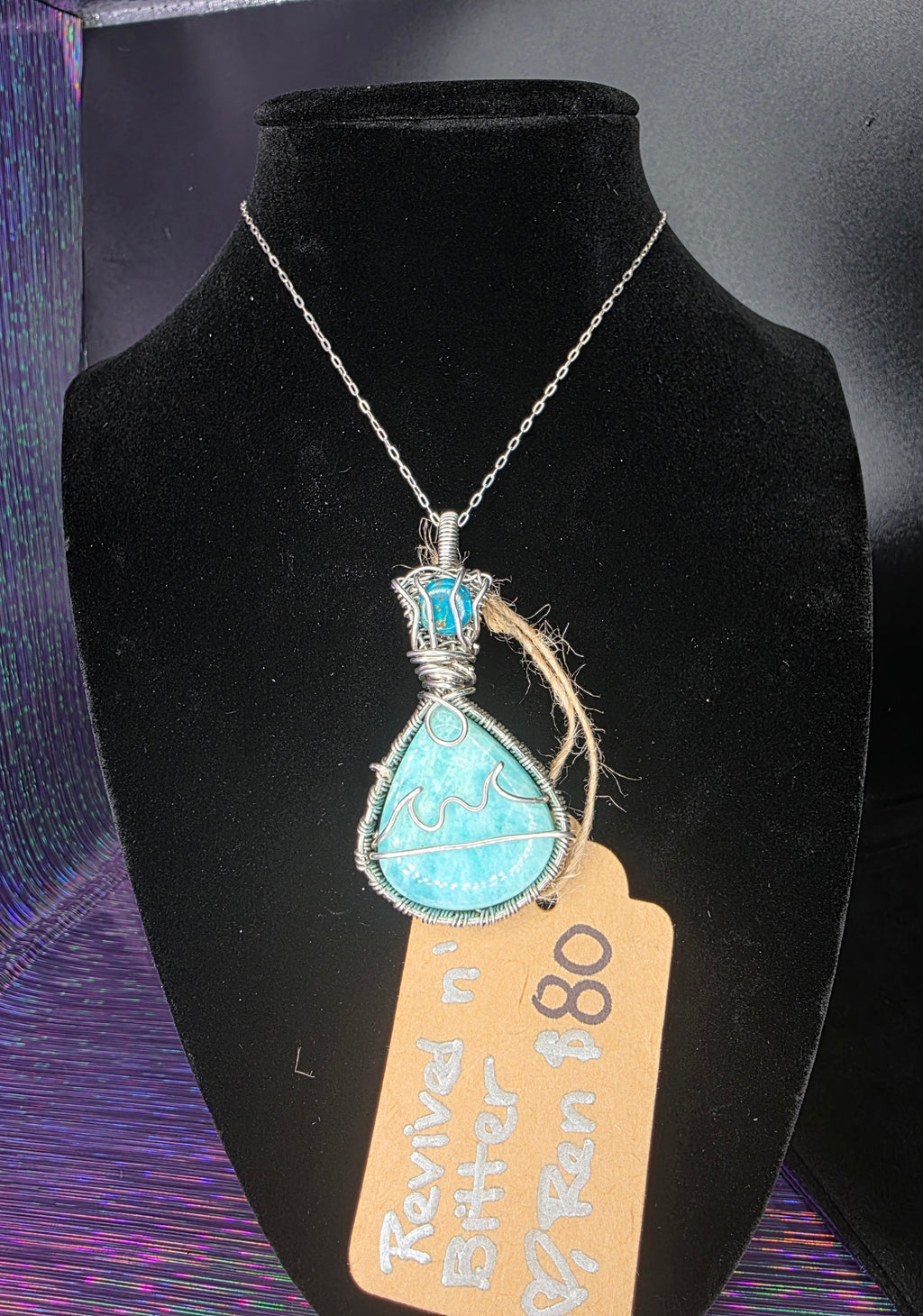 Amazonite Beach Scene Pendant