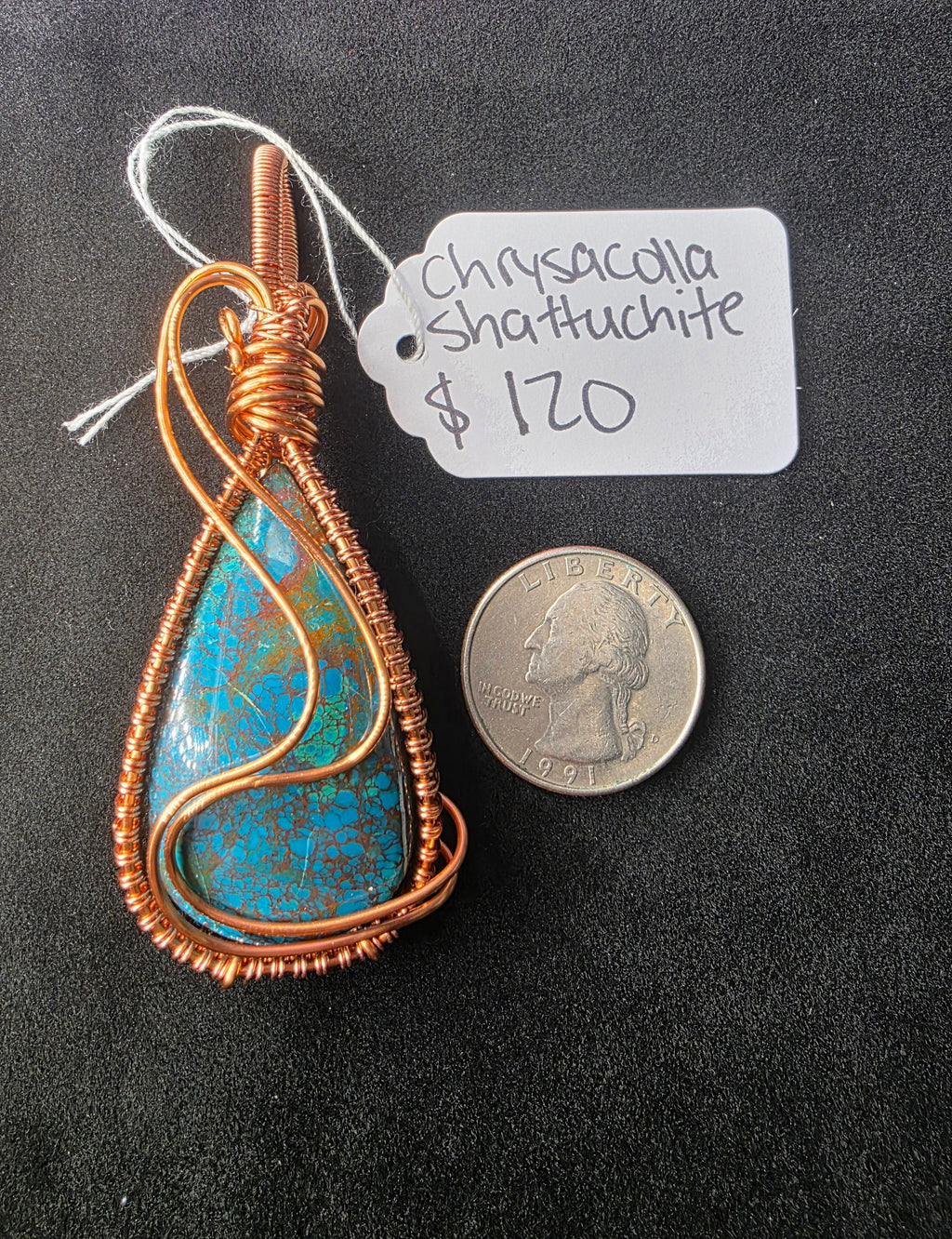 Large Chrysocolla/Shattuckite Pendant