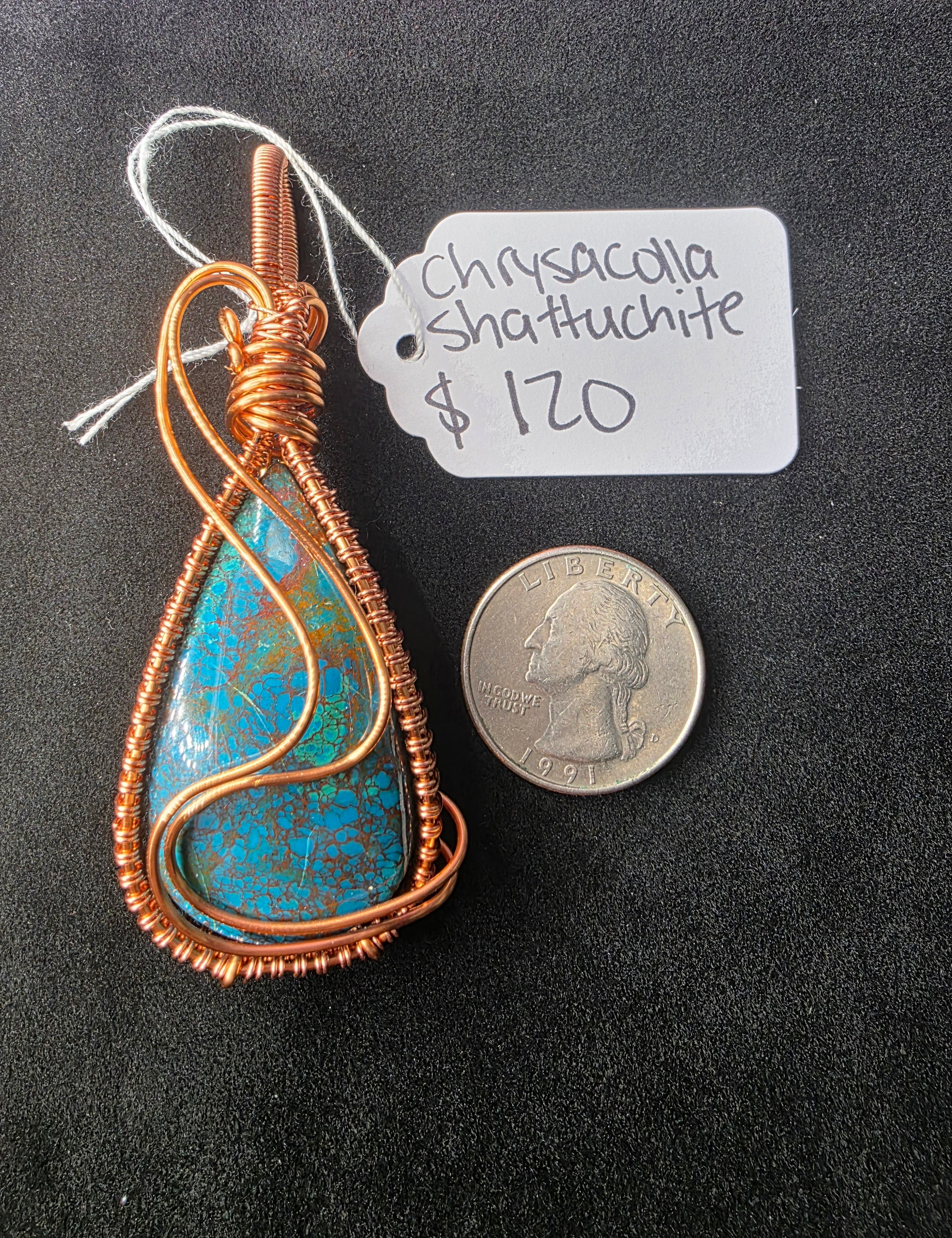 Large Chrysocolla/Shattuckite Pendant