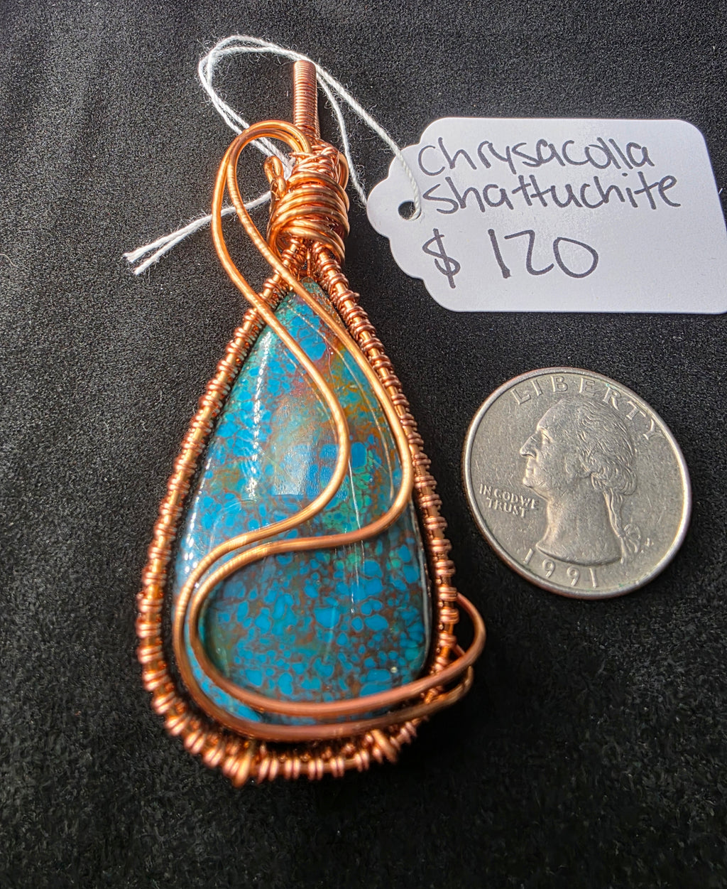 Large Chrysocolla/Shattuckite Pendant