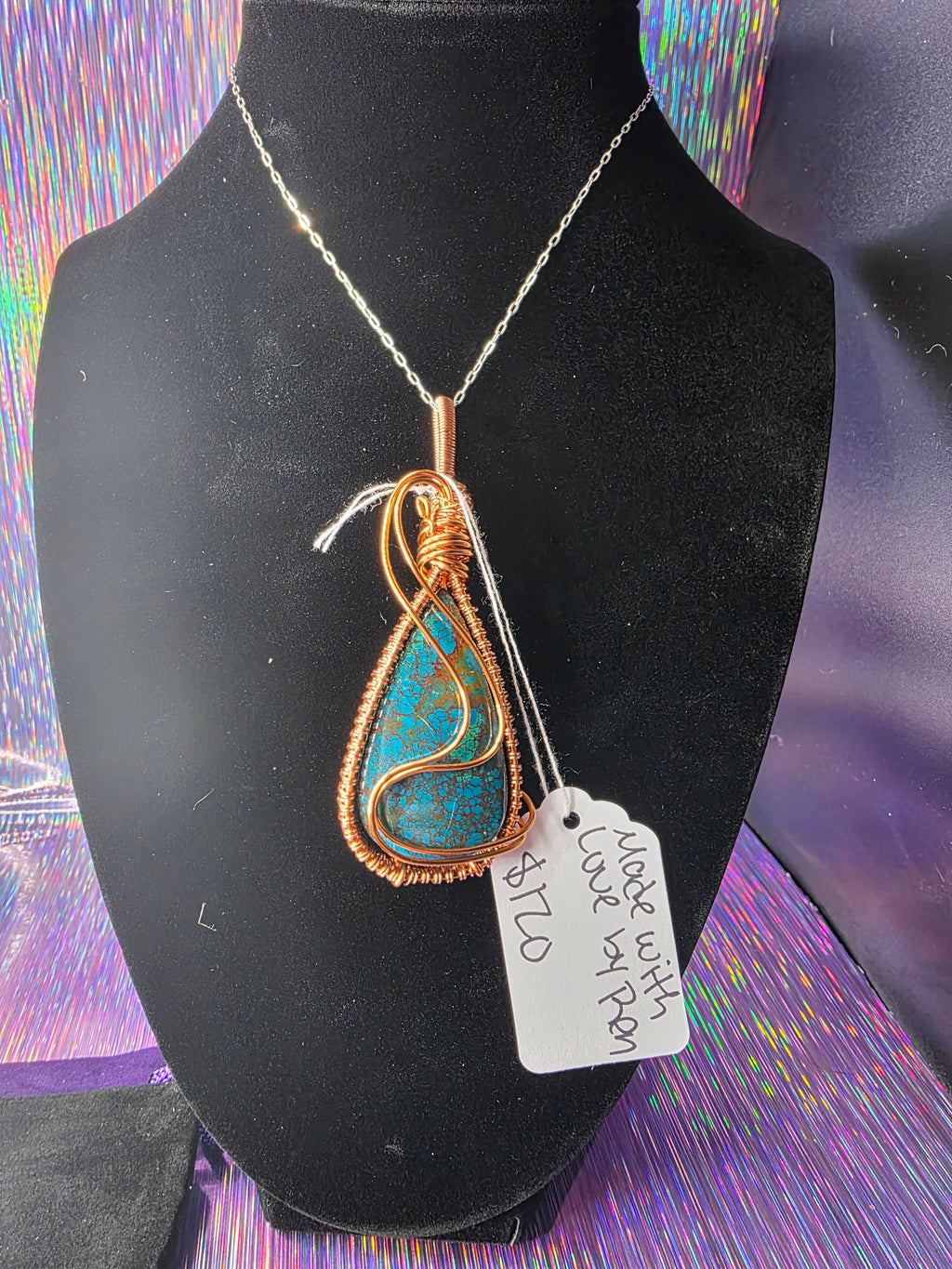 Large Chrysocolla/Shattuckite Pendant