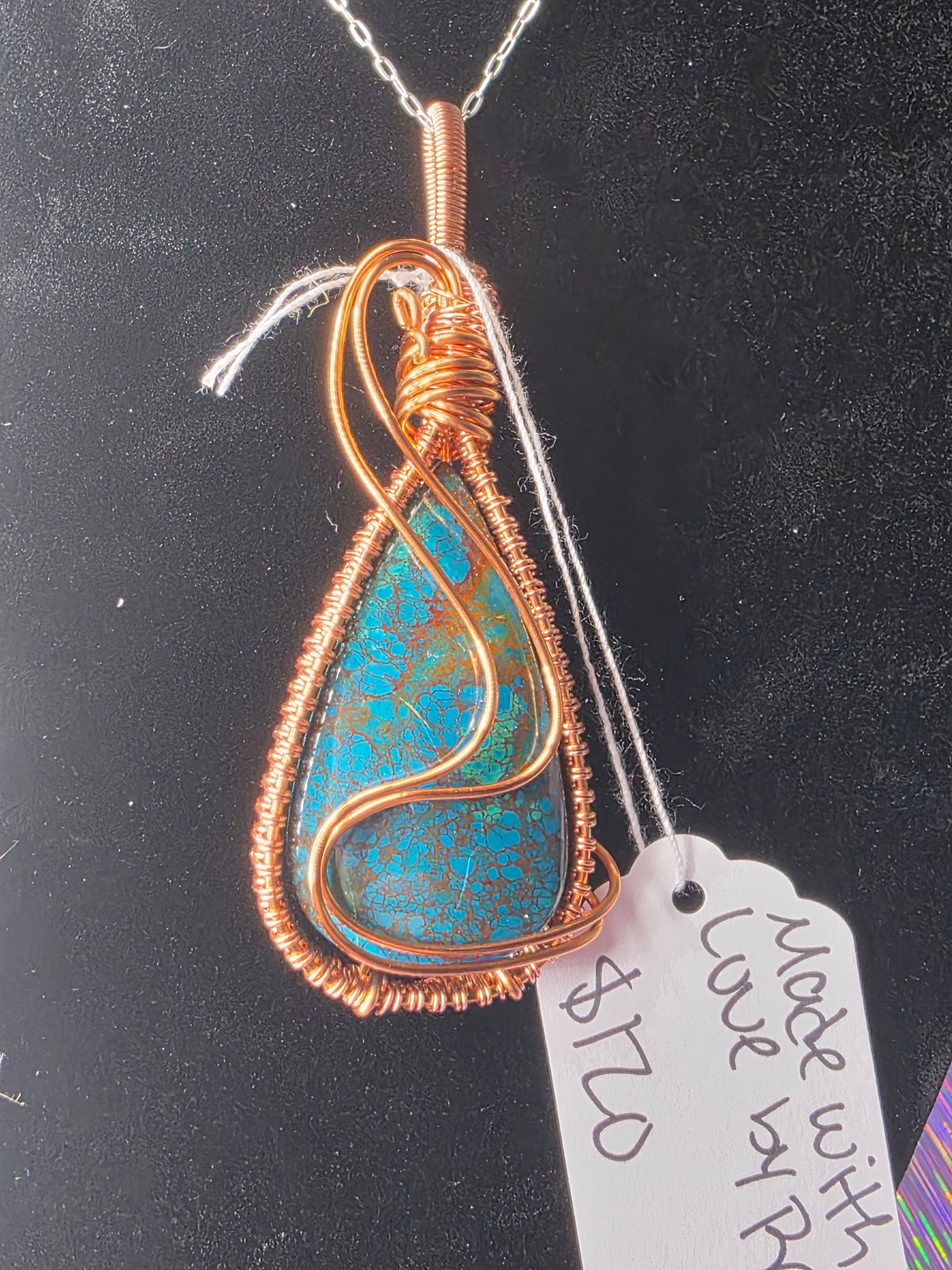 Large Chrysocolla/Shattuckite Pendant