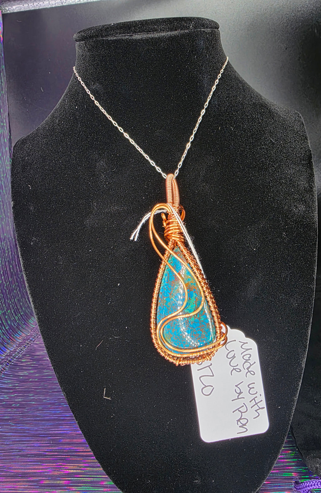 Large Chrysocolla/Shattuckite Pendant