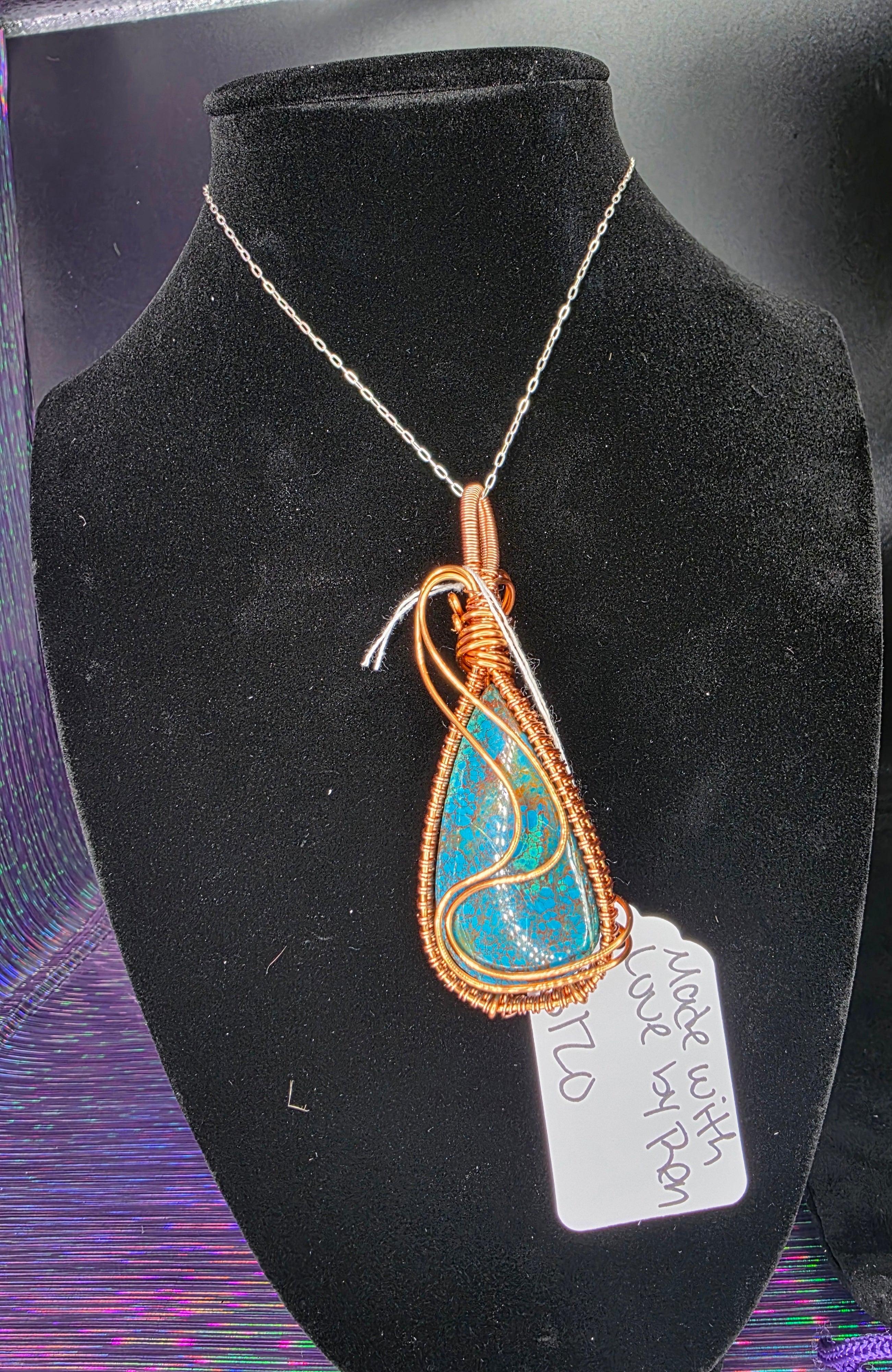 Large Chrysocolla/Shattuckite Pendant