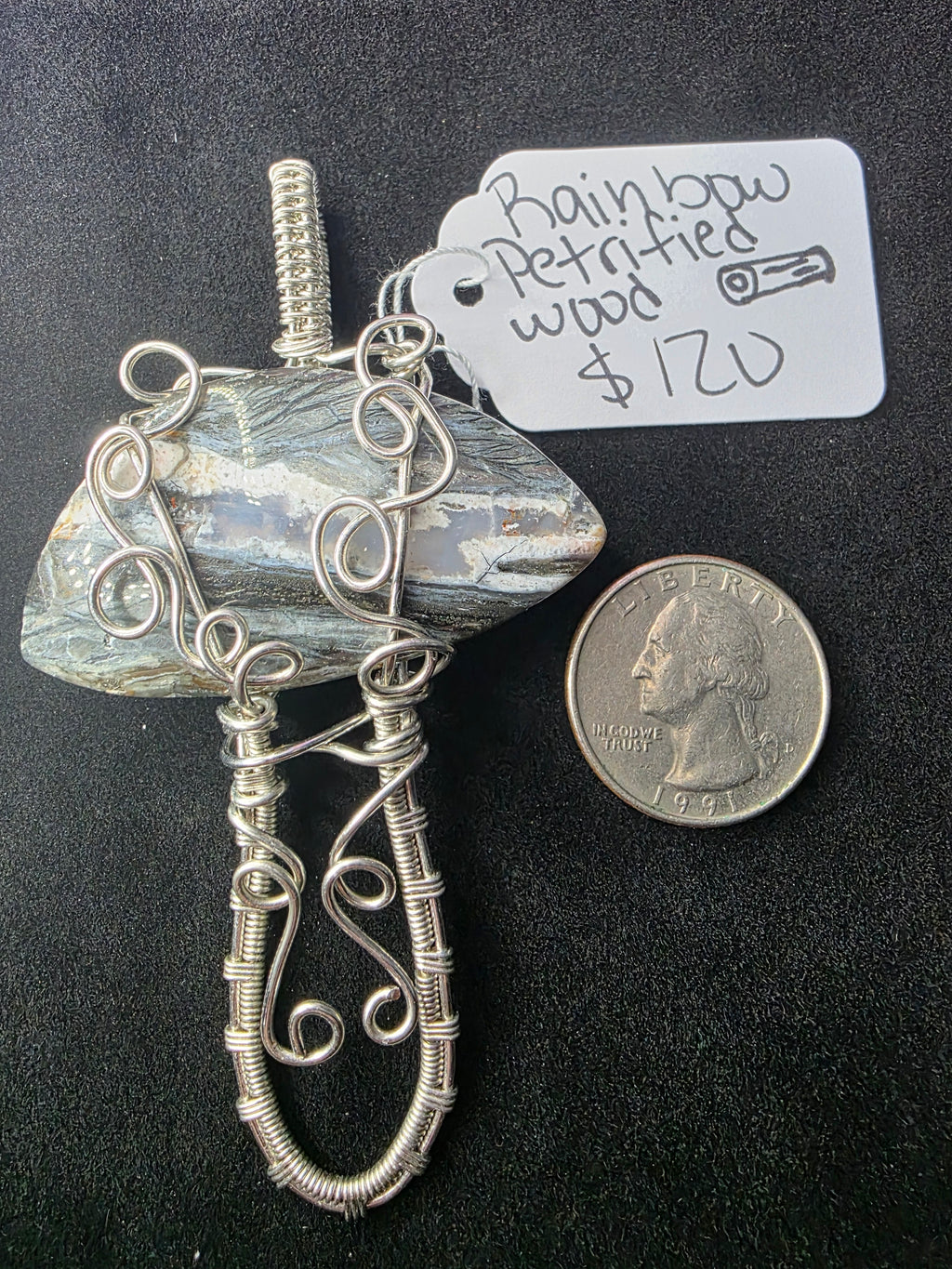 Rainbow Petrified Wood Mushroom Pendant