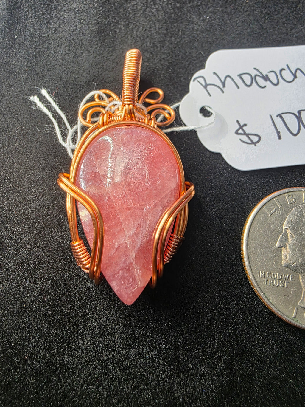 Juicy Rhodochrosite Teardrop Pendant