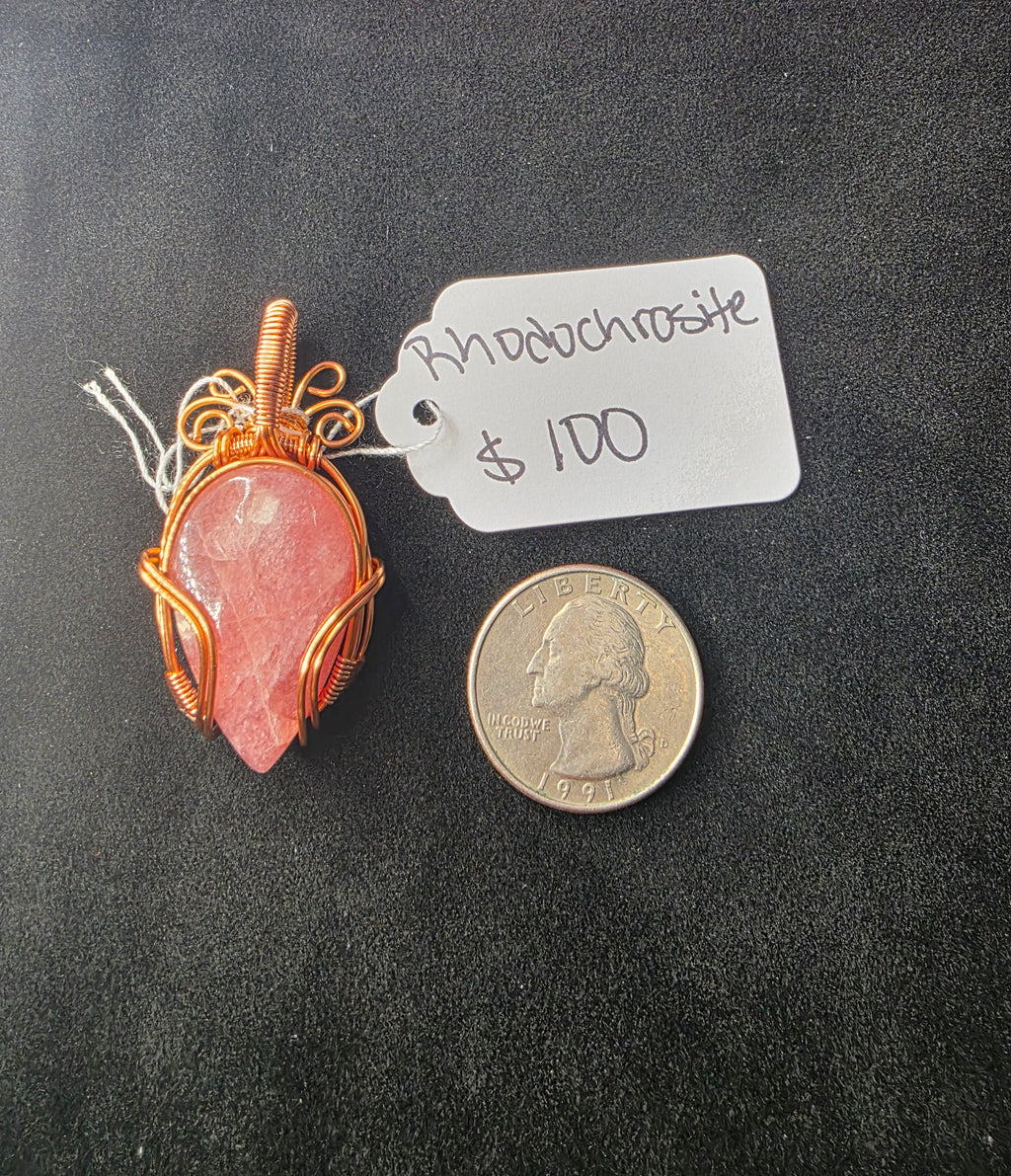 Juicy Rhodochrosite Teardrop Pendant