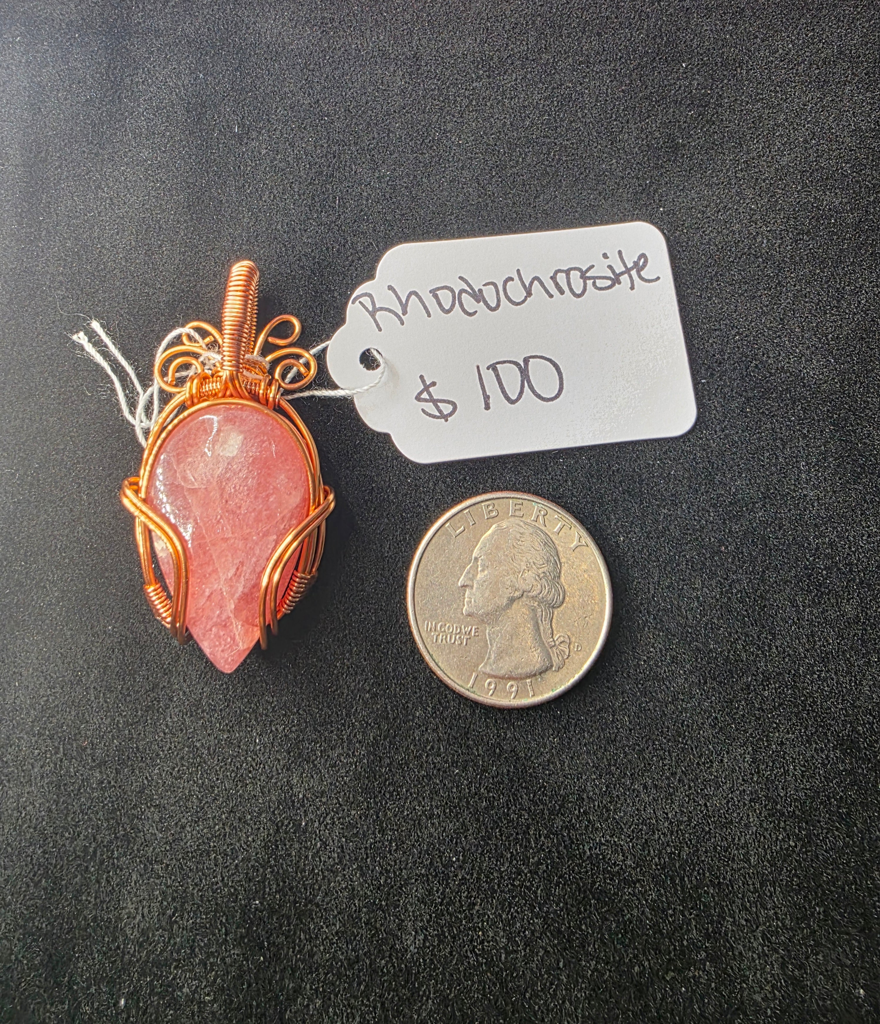 Juicy Rhodochrosite Teardrop Pendant