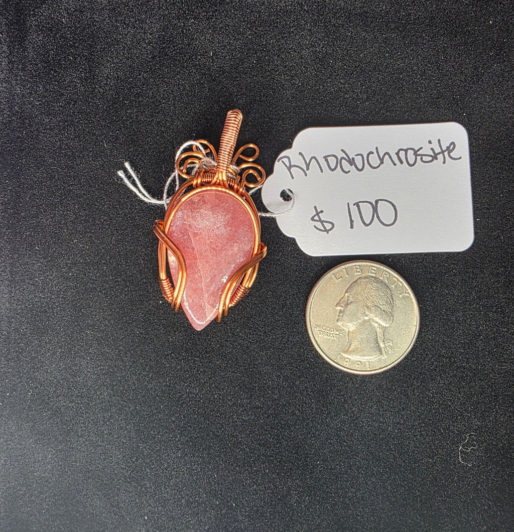 Juicy Rhodochrosite Teardrop Pendant