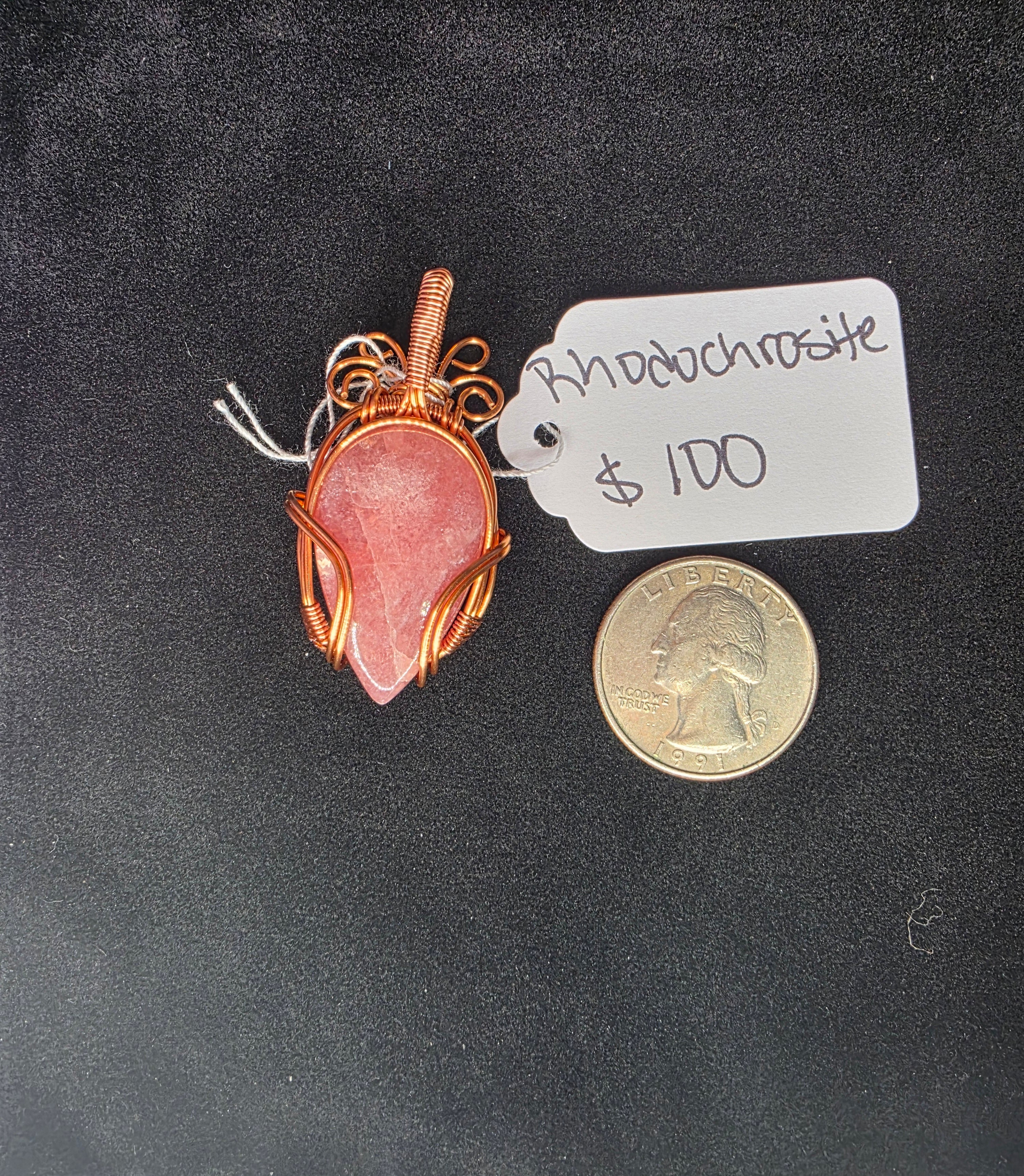 Juicy Rhodochrosite Teardrop Pendant