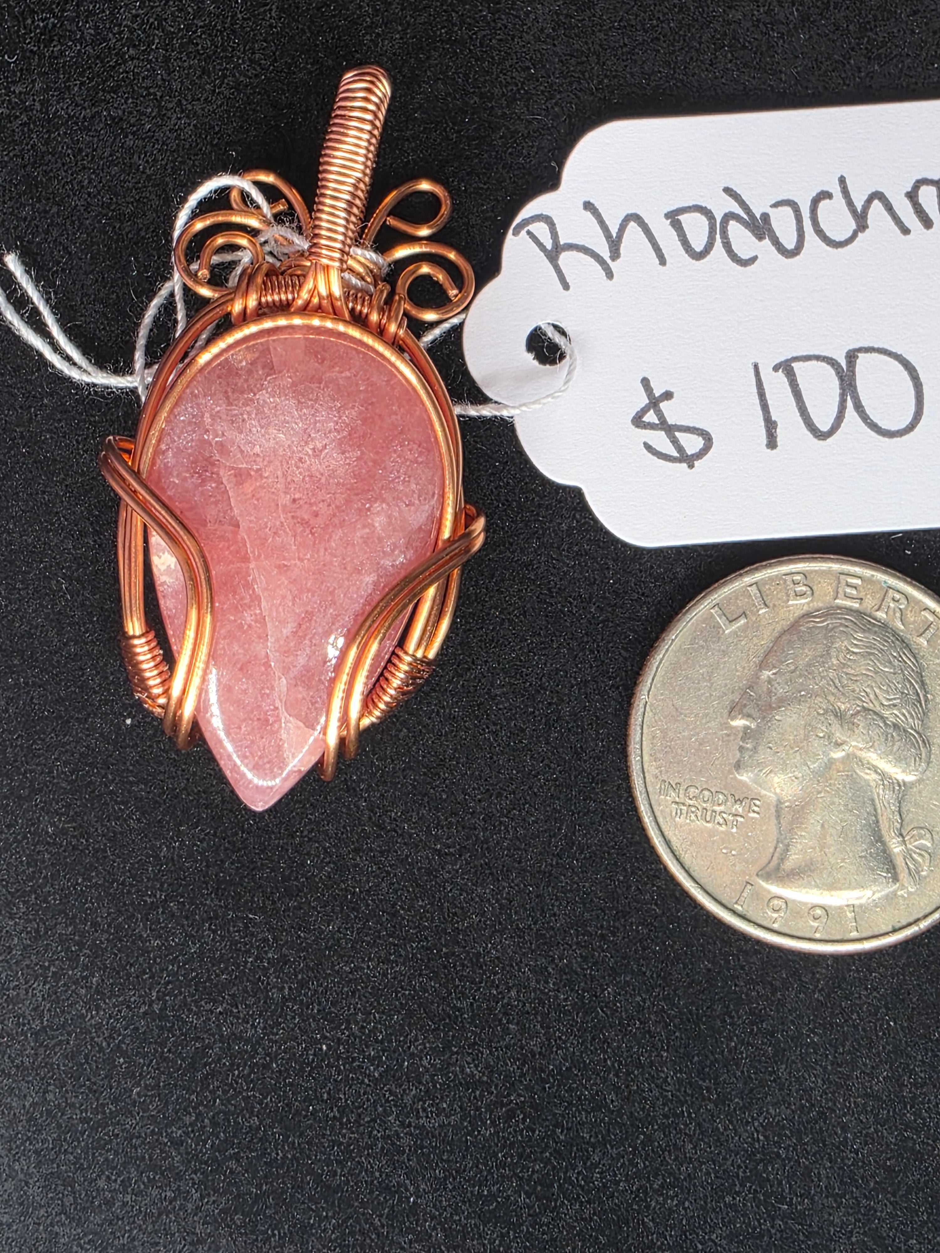 Juicy Rhodochrosite Teardrop Pendant