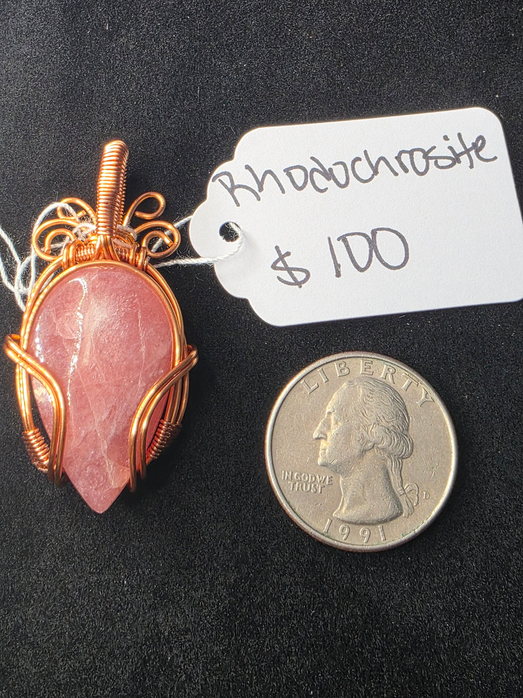 Juicy Rhodochrosite Teardrop Pendant