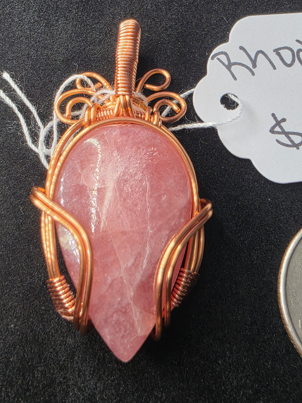 Juicy Rhodochrosite Teardrop Pendant