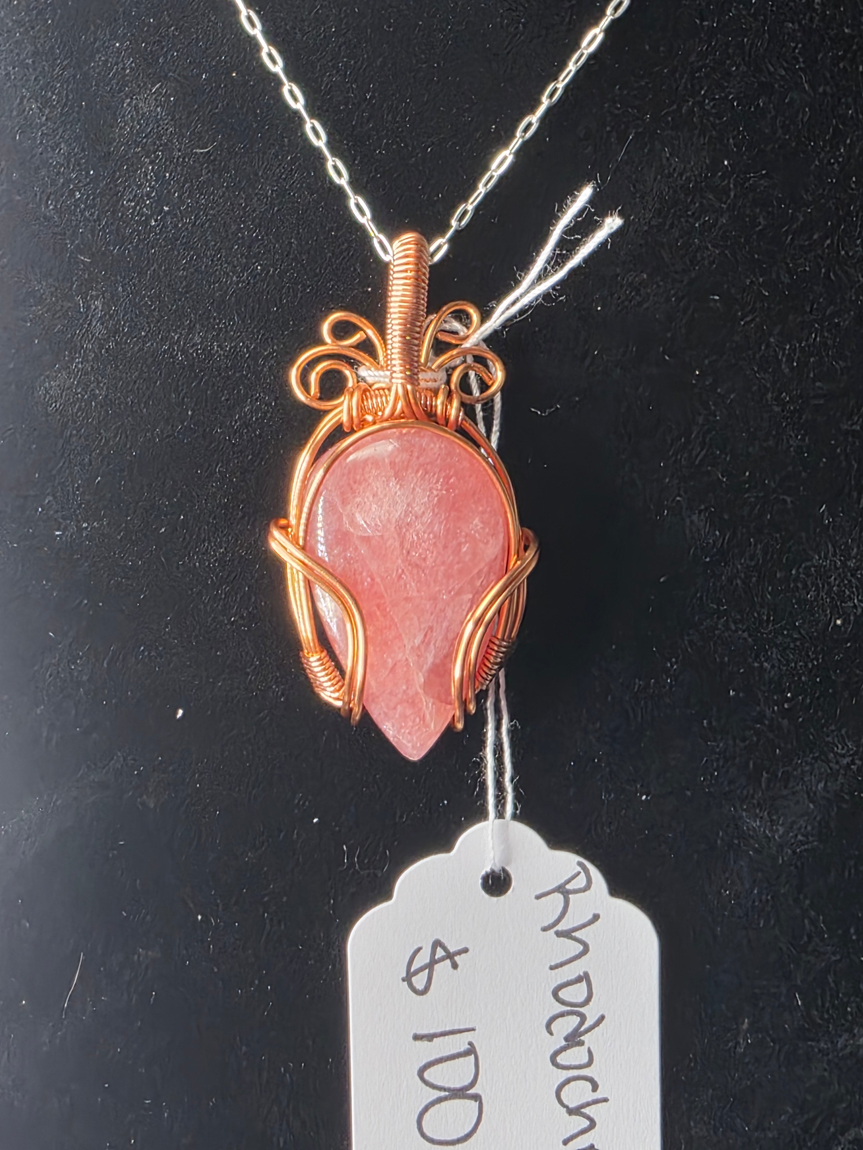 Juicy Rhodochrosite Teardrop Pendant