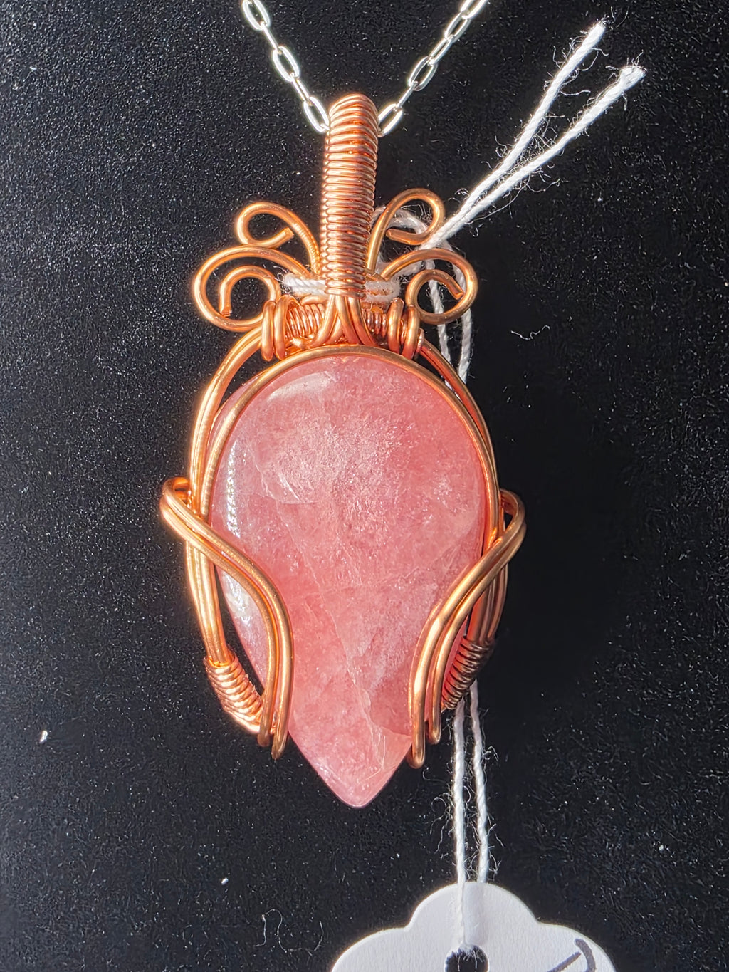 Juicy Rhodochrosite Teardrop Pendant