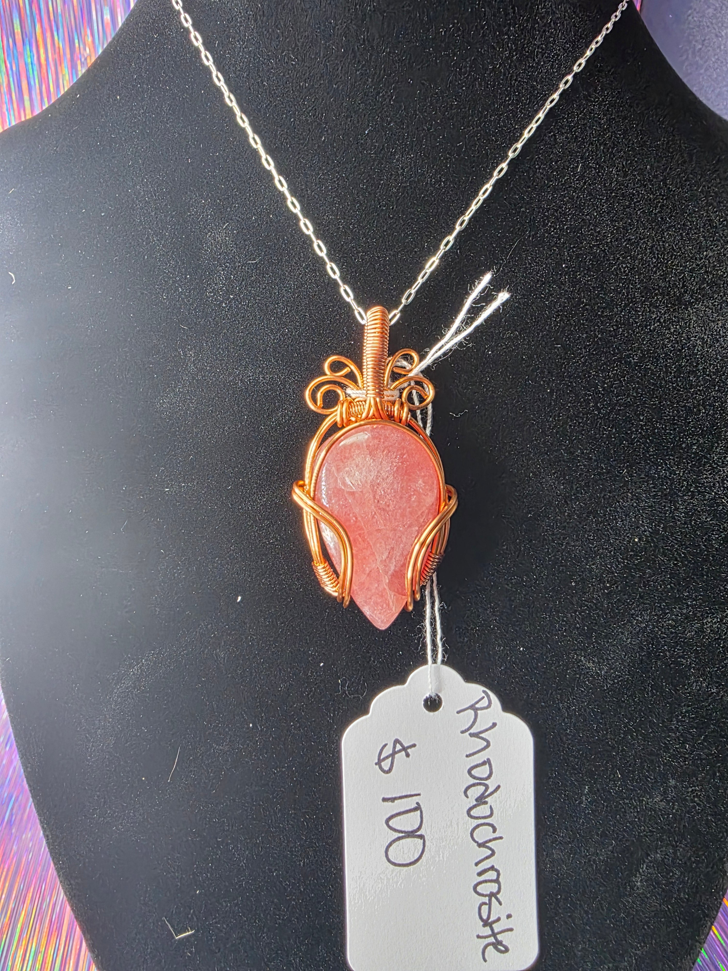 Juicy Rhodochrosite Teardrop Pendant