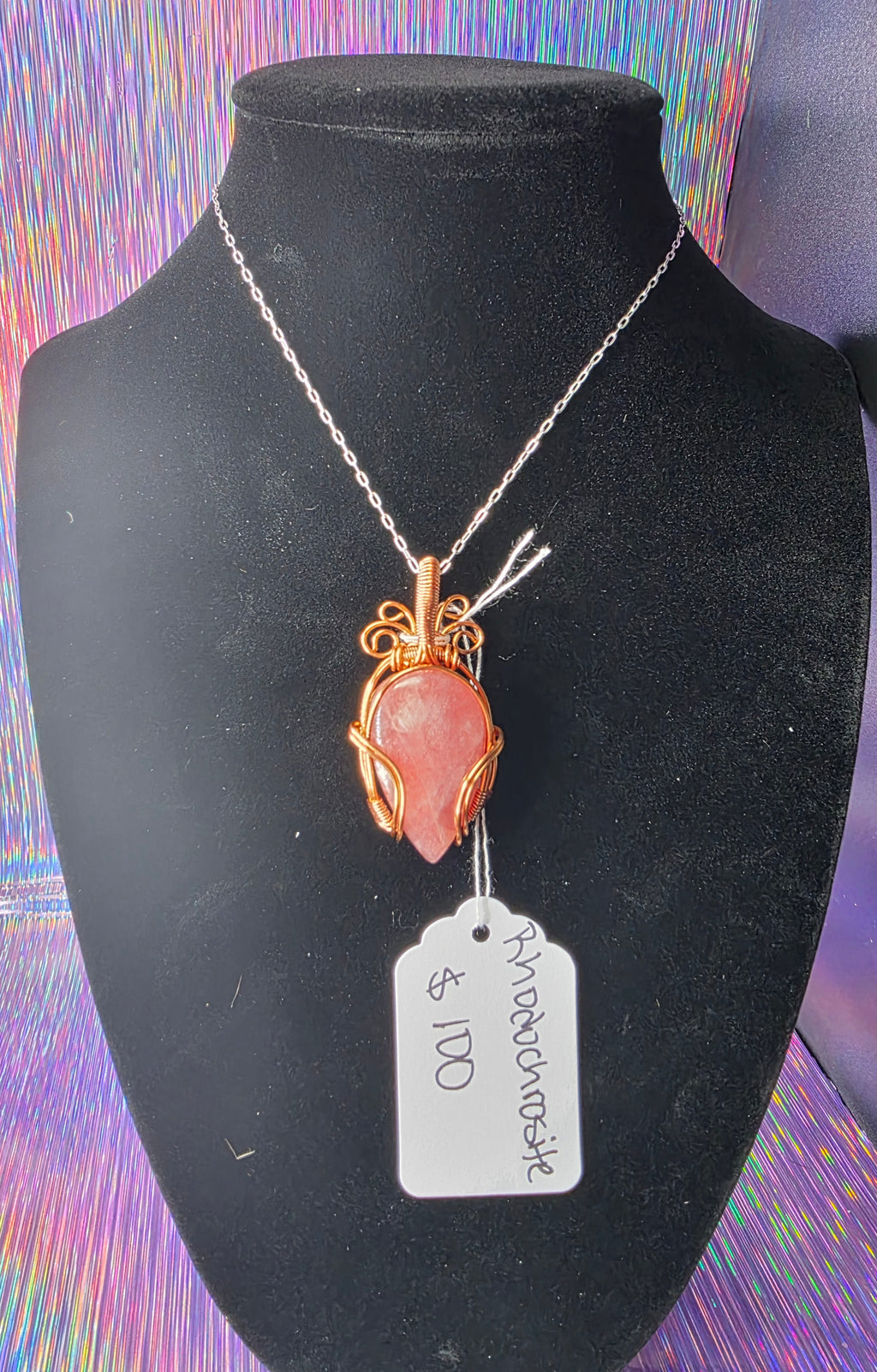 Juicy Rhodochrosite Teardrop Pendant