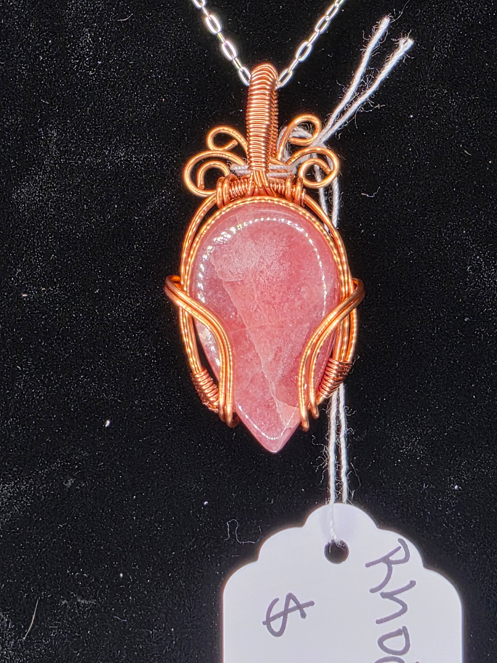 Juicy Rhodochrosite Teardrop Pendant