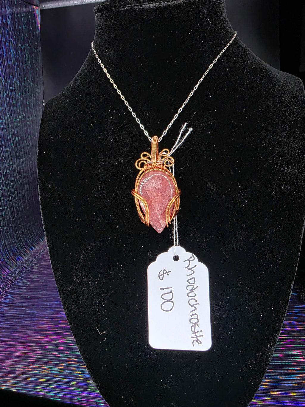 Juicy Rhodochrosite Teardrop Pendant