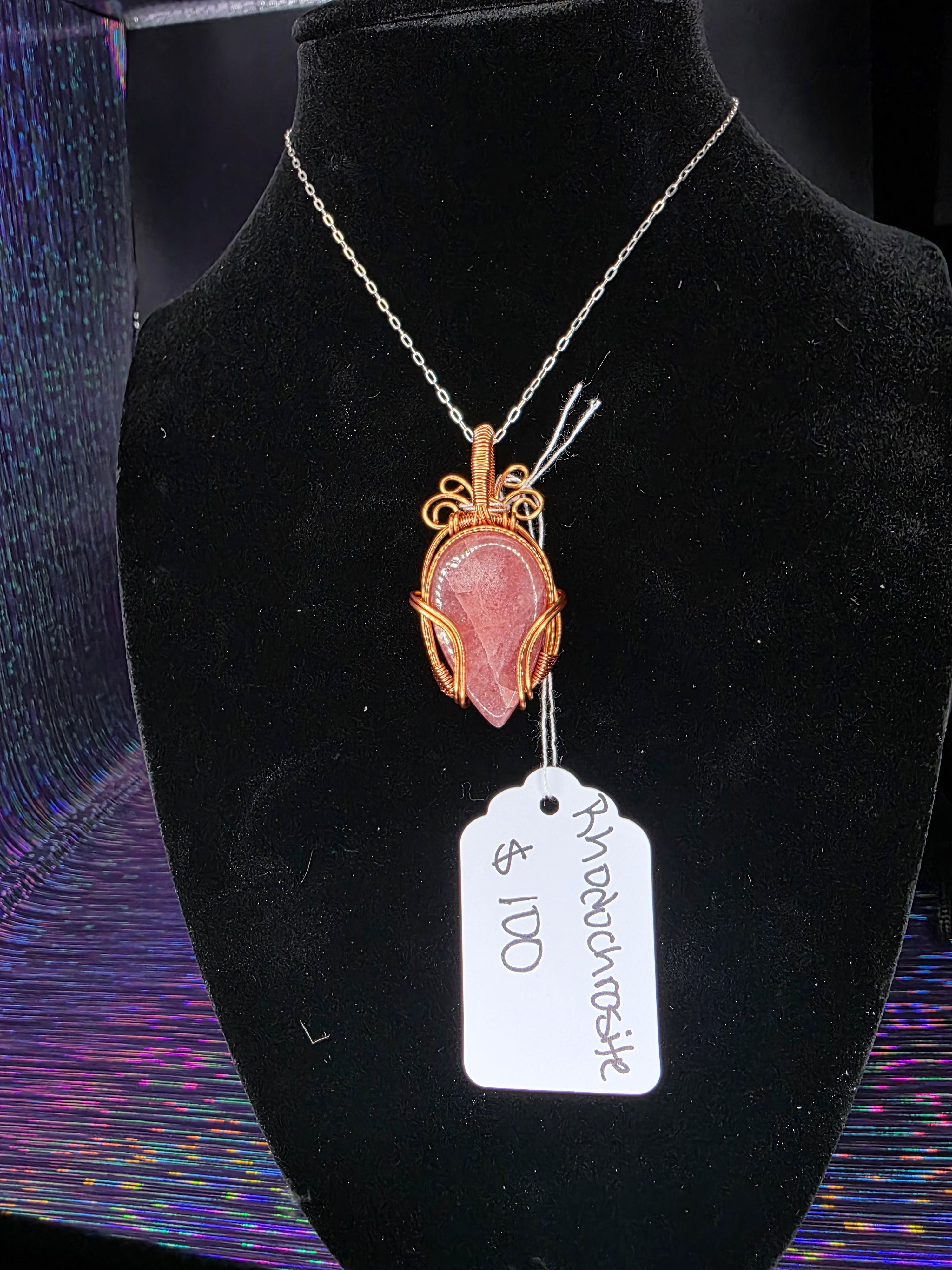 Juicy Rhodochrosite Teardrop Pendant