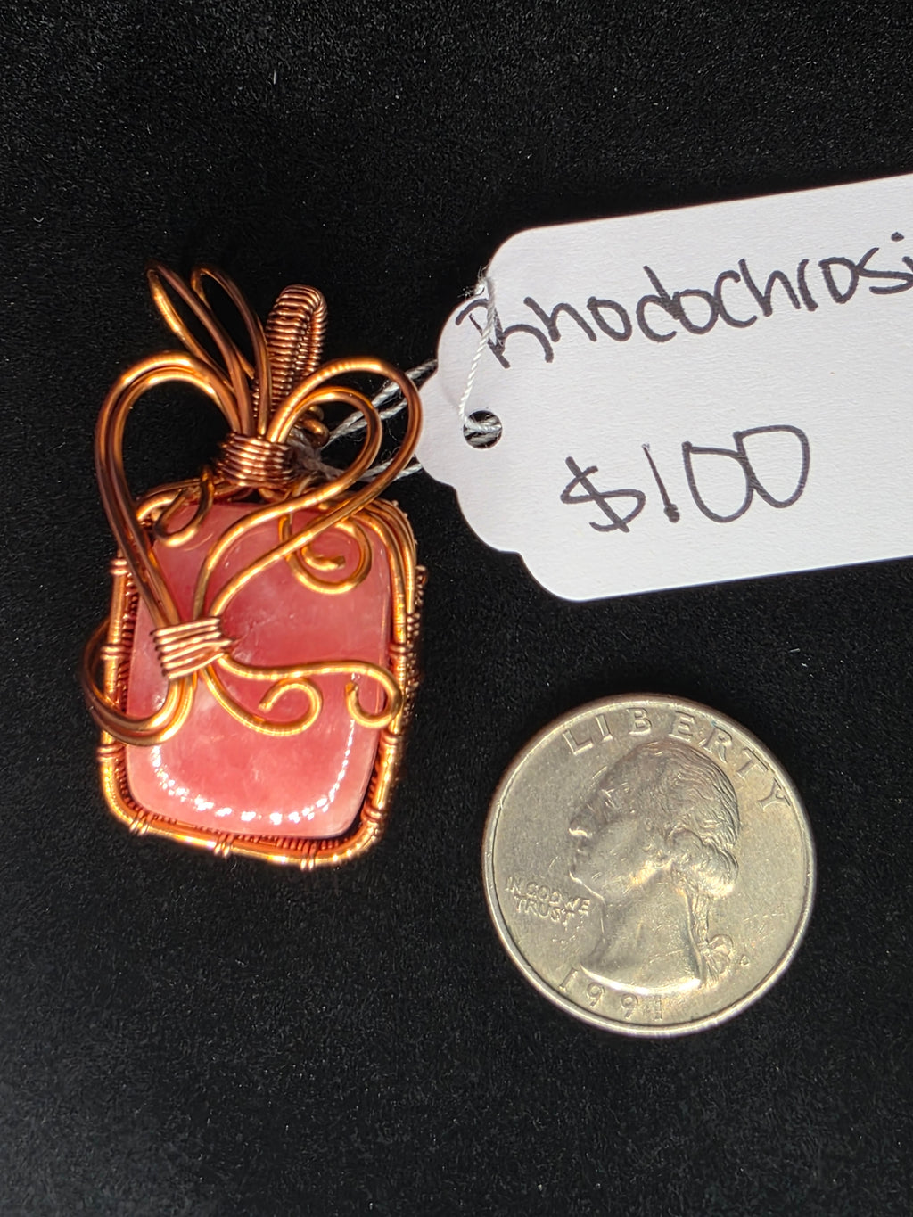 Juicy Rhodochrosite Square Pendant