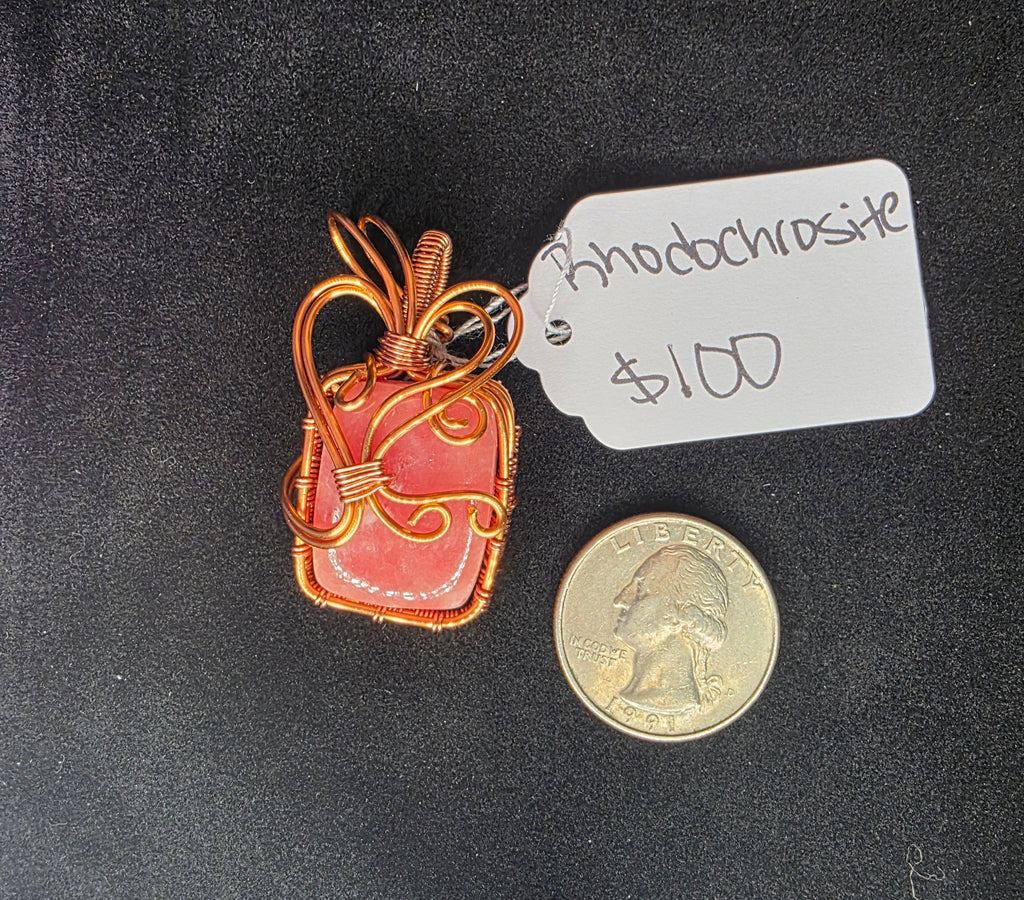 Juicy Rhodochrosite Square Pendant