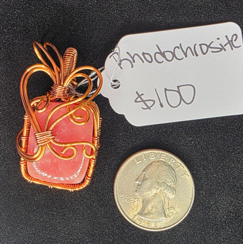 Juicy Rhodochrosite Square Pendant