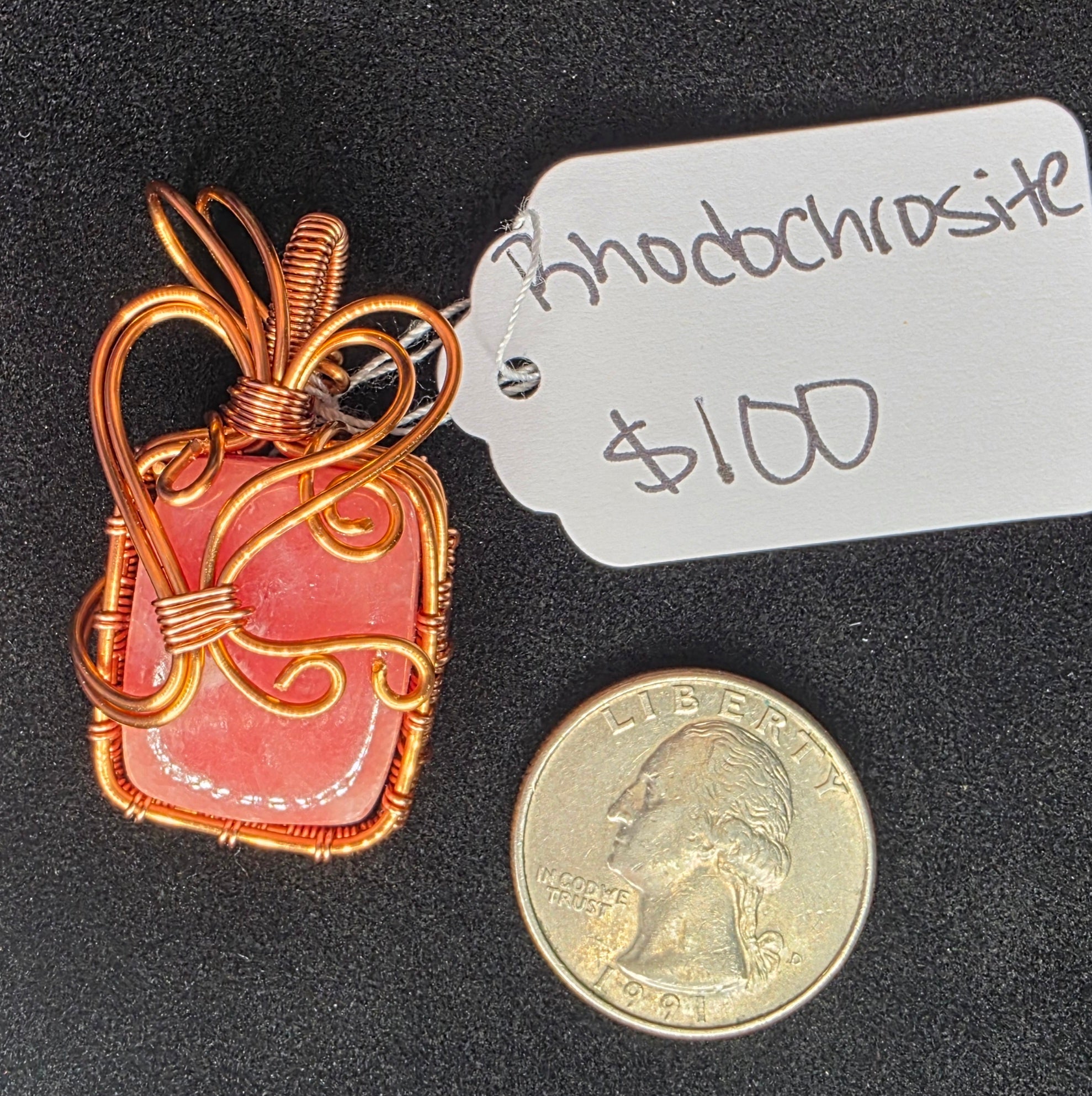 Juicy Rhodochrosite Square Pendant