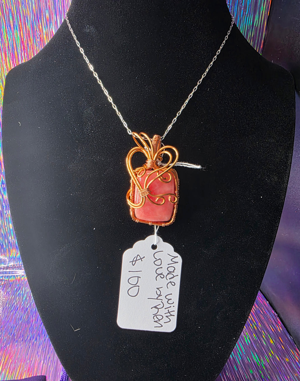 Juicy Rhodochrosite Square Pendant