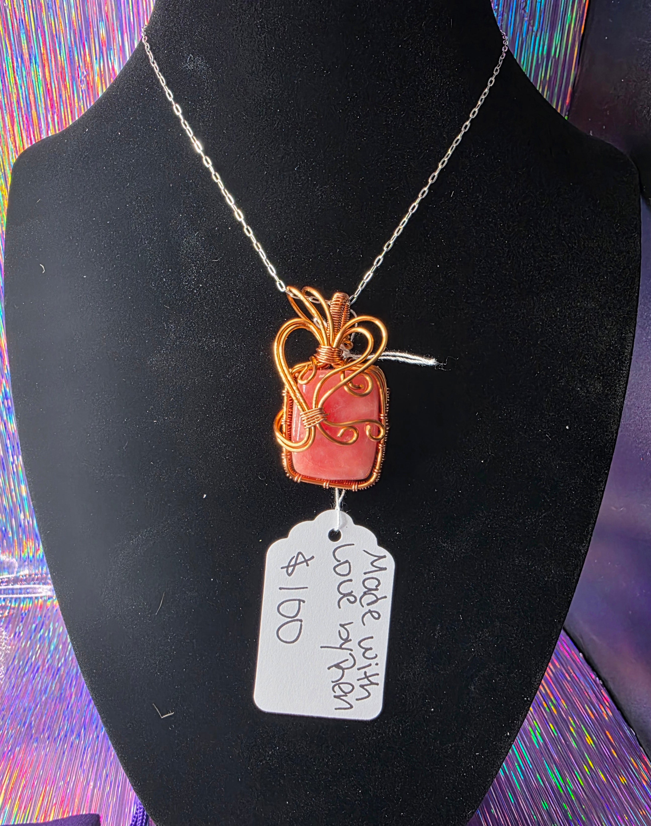 Juicy Rhodochrosite Square Pendant