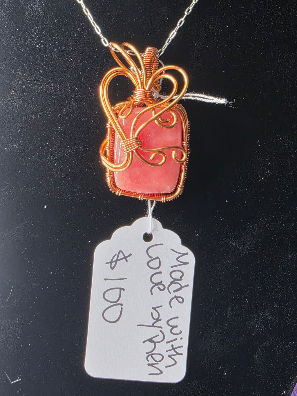 Juicy Rhodochrosite Square Pendant