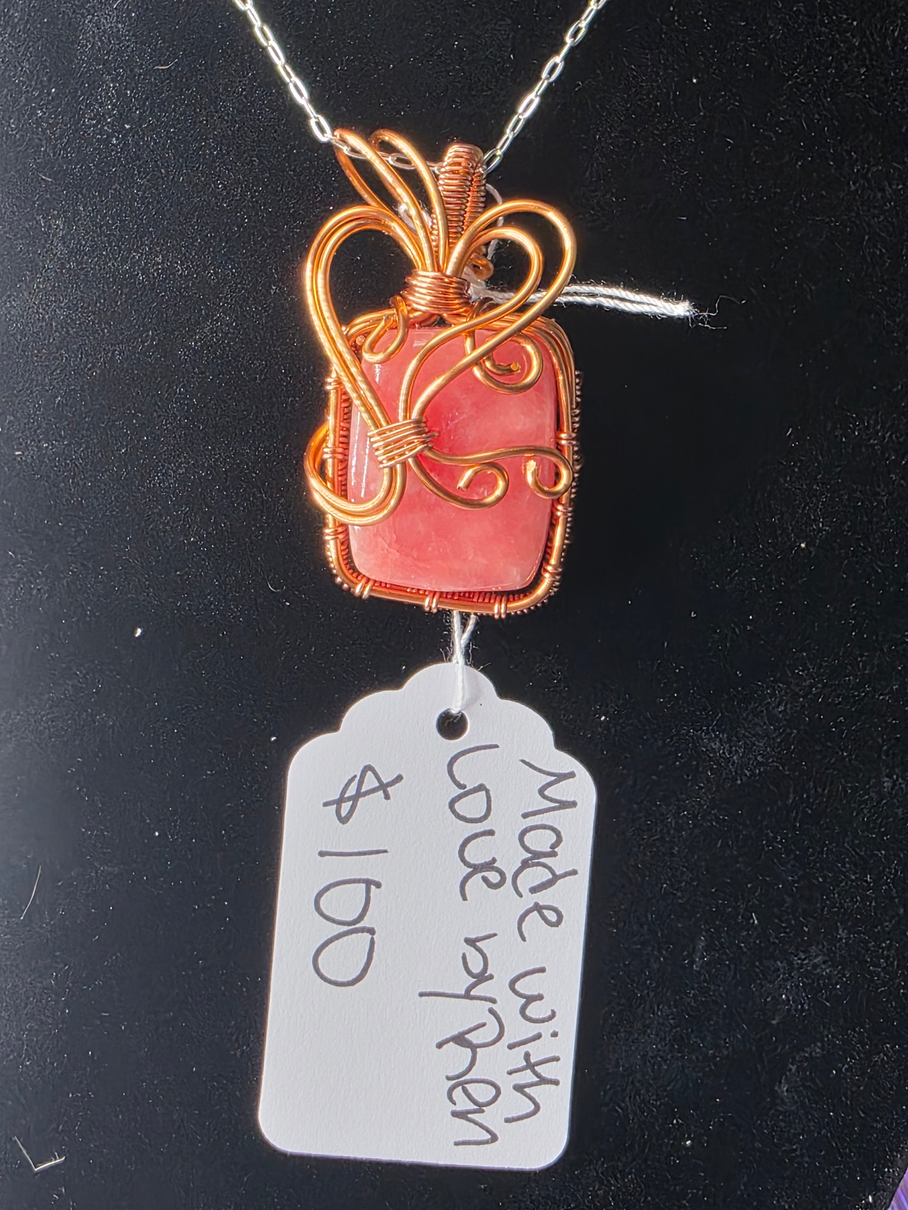 Juicy Rhodochrosite Square Pendant