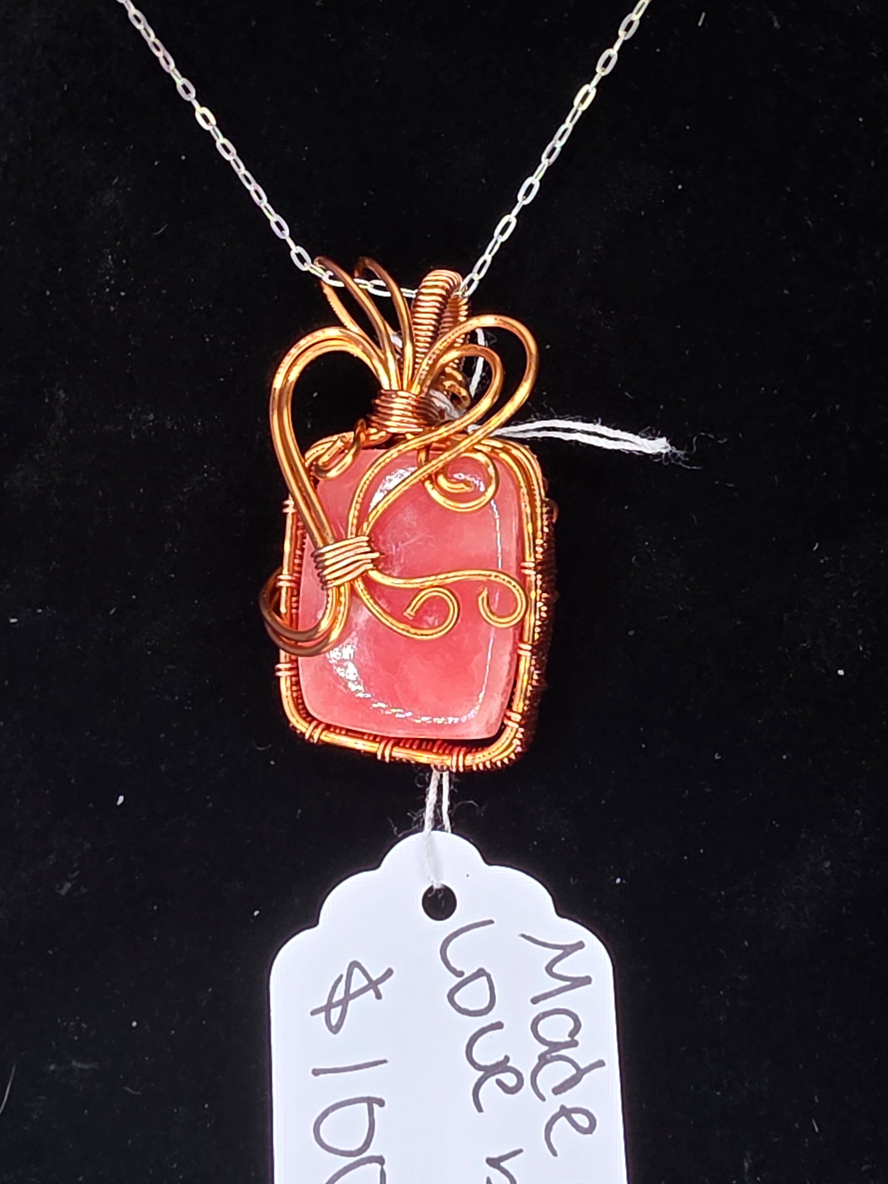 Juicy Rhodochrosite Square Pendant