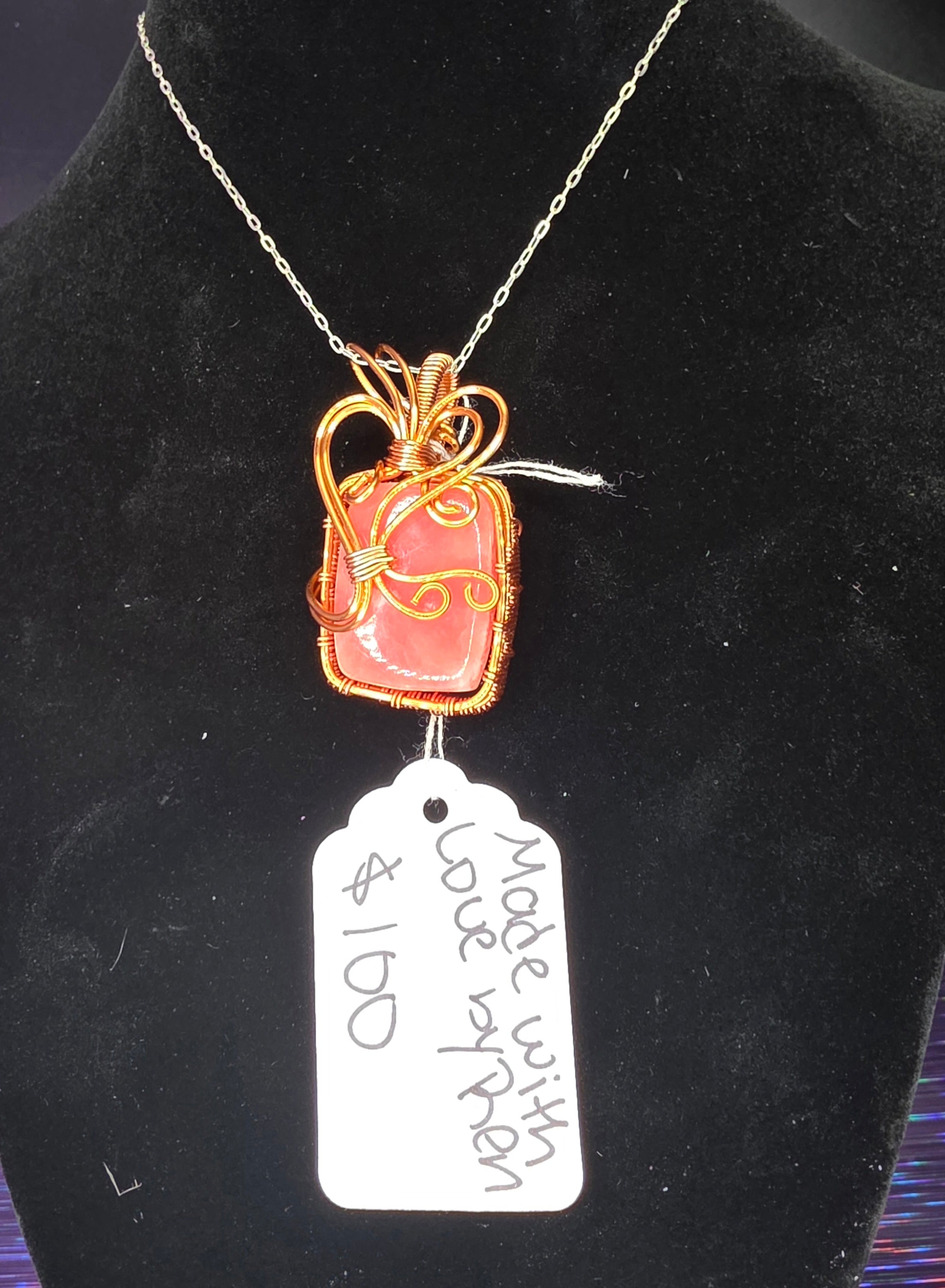 Juicy Rhodochrosite Square Pendant