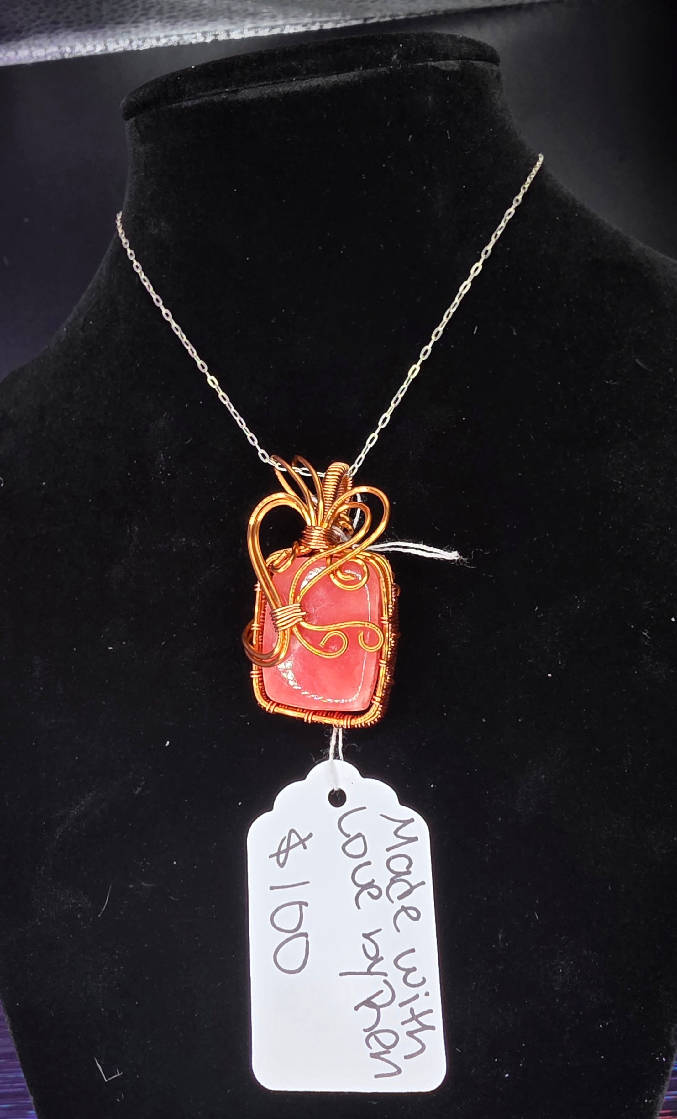 Juicy Rhodochrosite Square Pendant