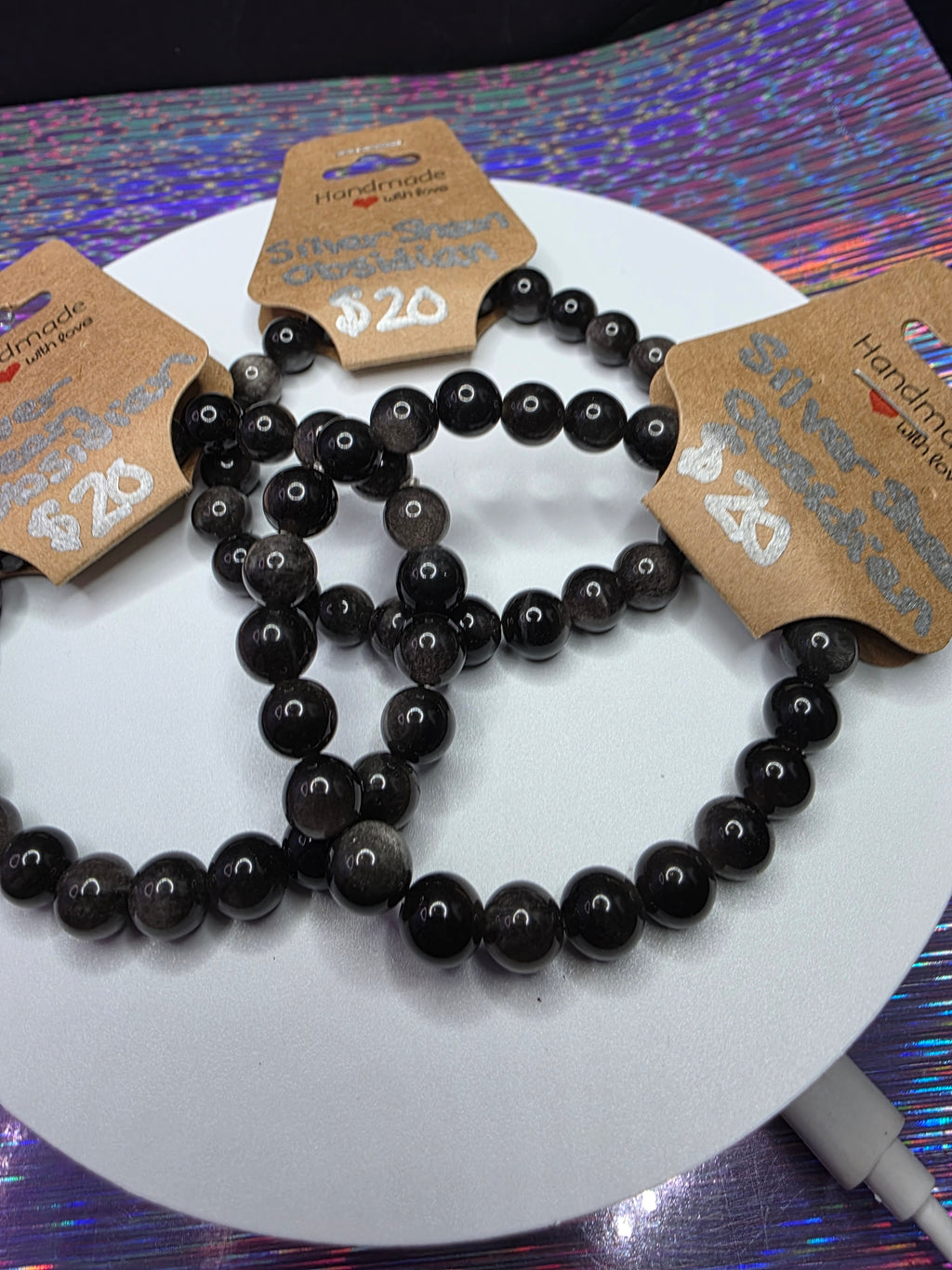 Silver Sheen Obsidian Bracelet