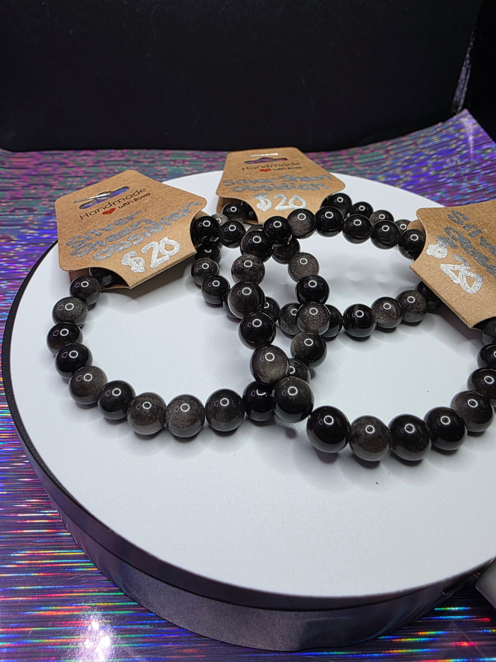 Silver Sheen Obsidian Bracelet