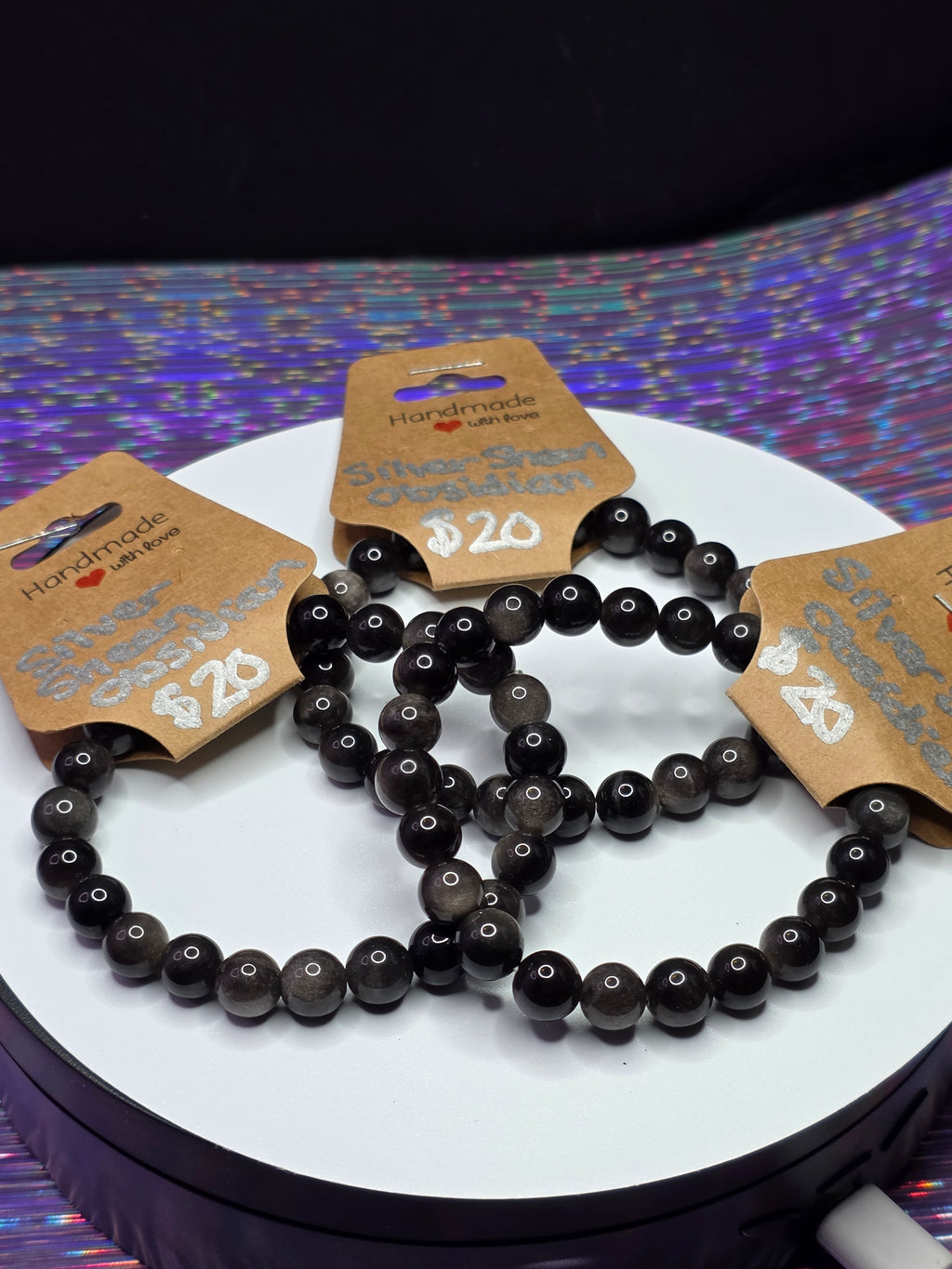 Silver Sheen Obsidian Bracelet
