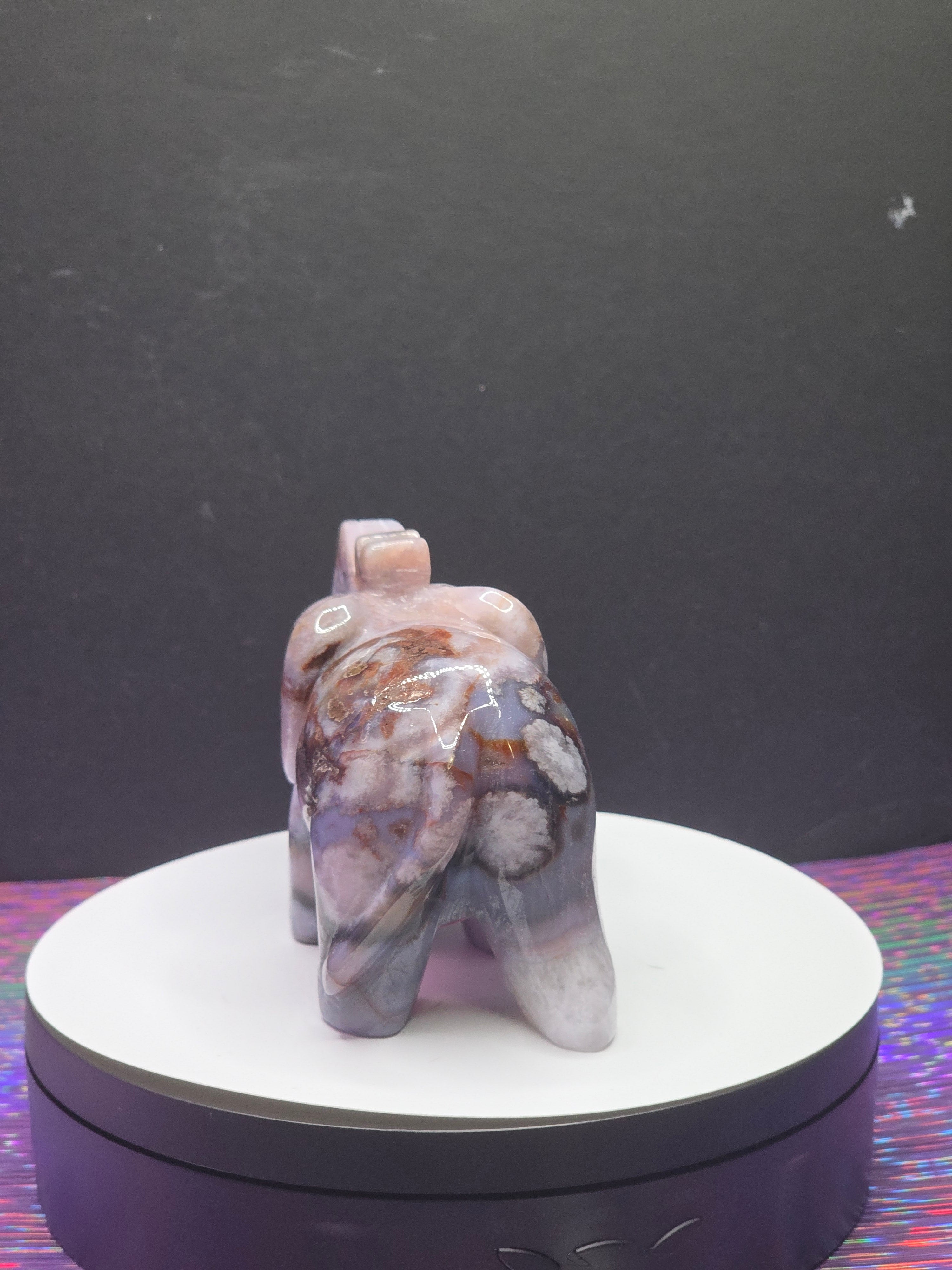 Dyed Blue Flower Agate Elephant