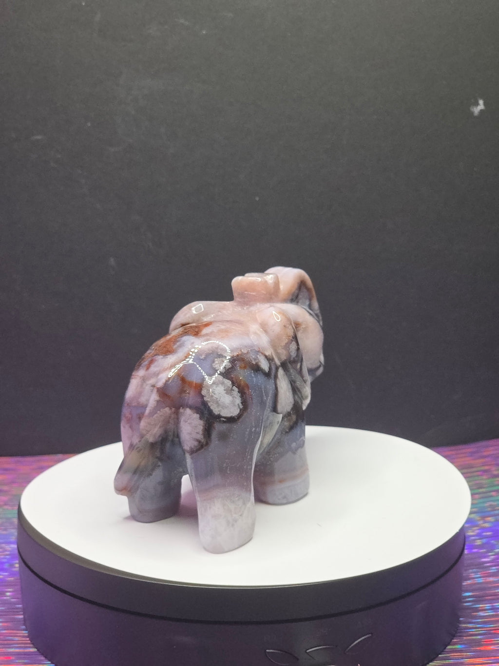 Dyed Blue Flower Agate Elephant